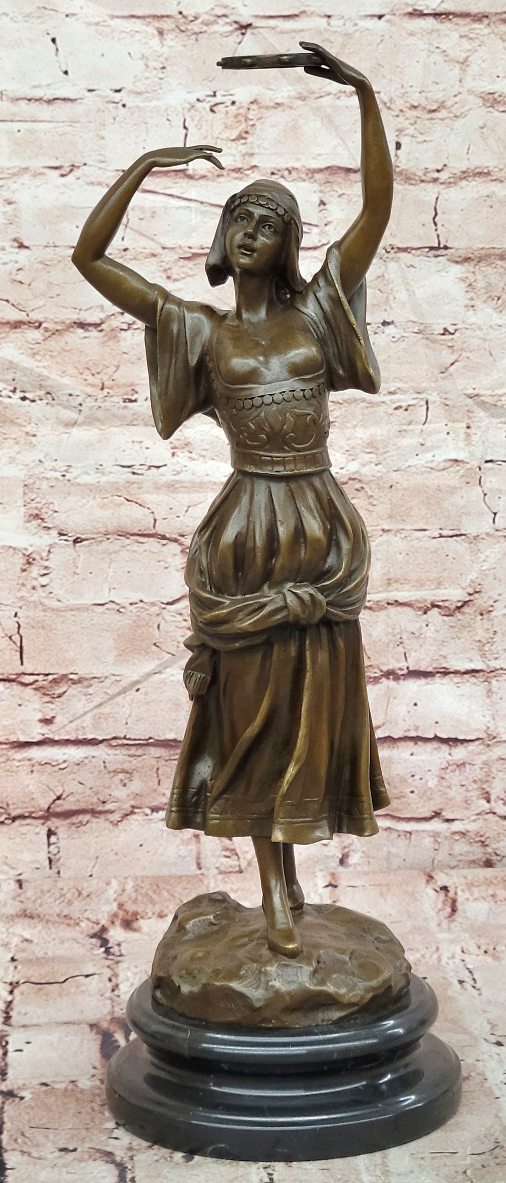 Signed Bronze Turkish Dancer Sculpture Fine Art Collectible Statue Decor