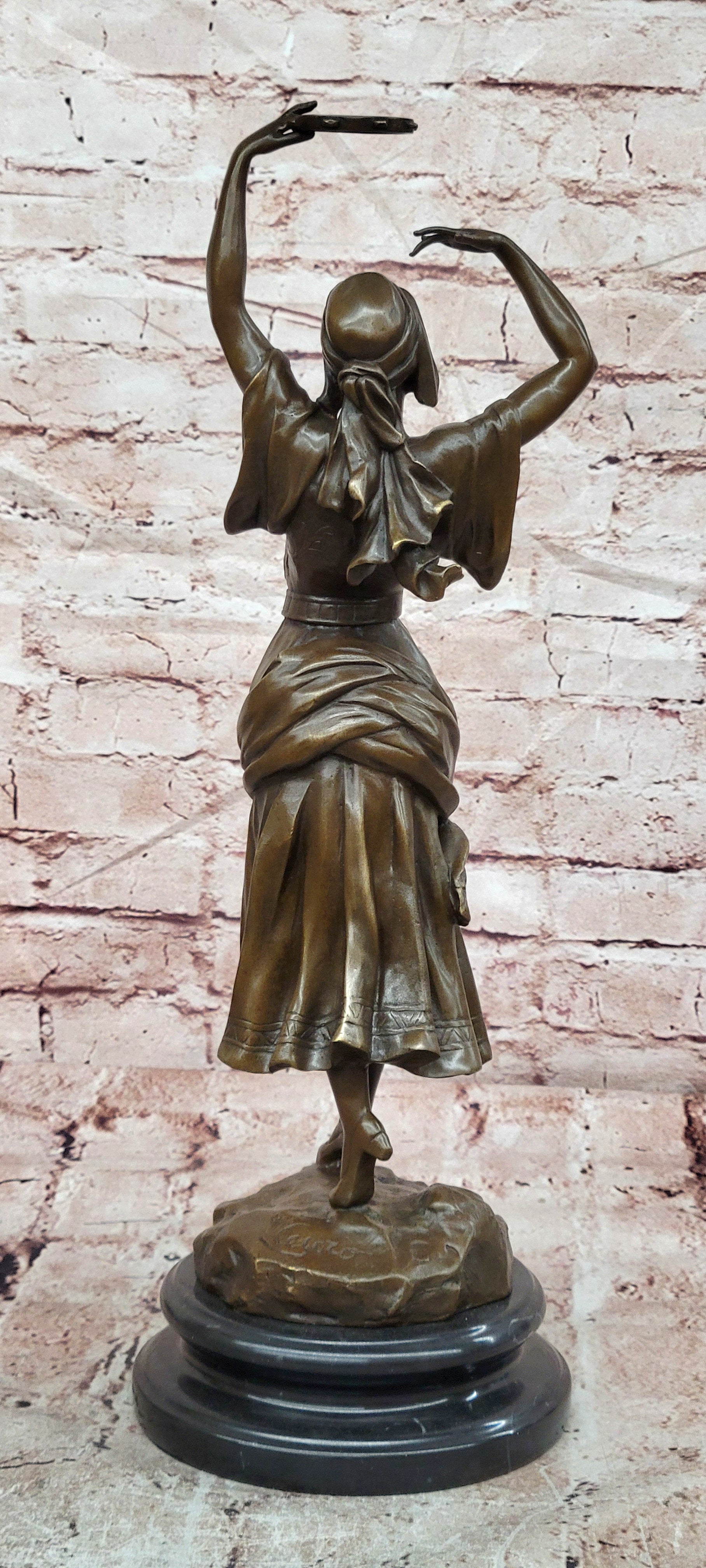 Signed Bronze Turkish Dancer Sculpture Fine Art Collectible Statue Decor