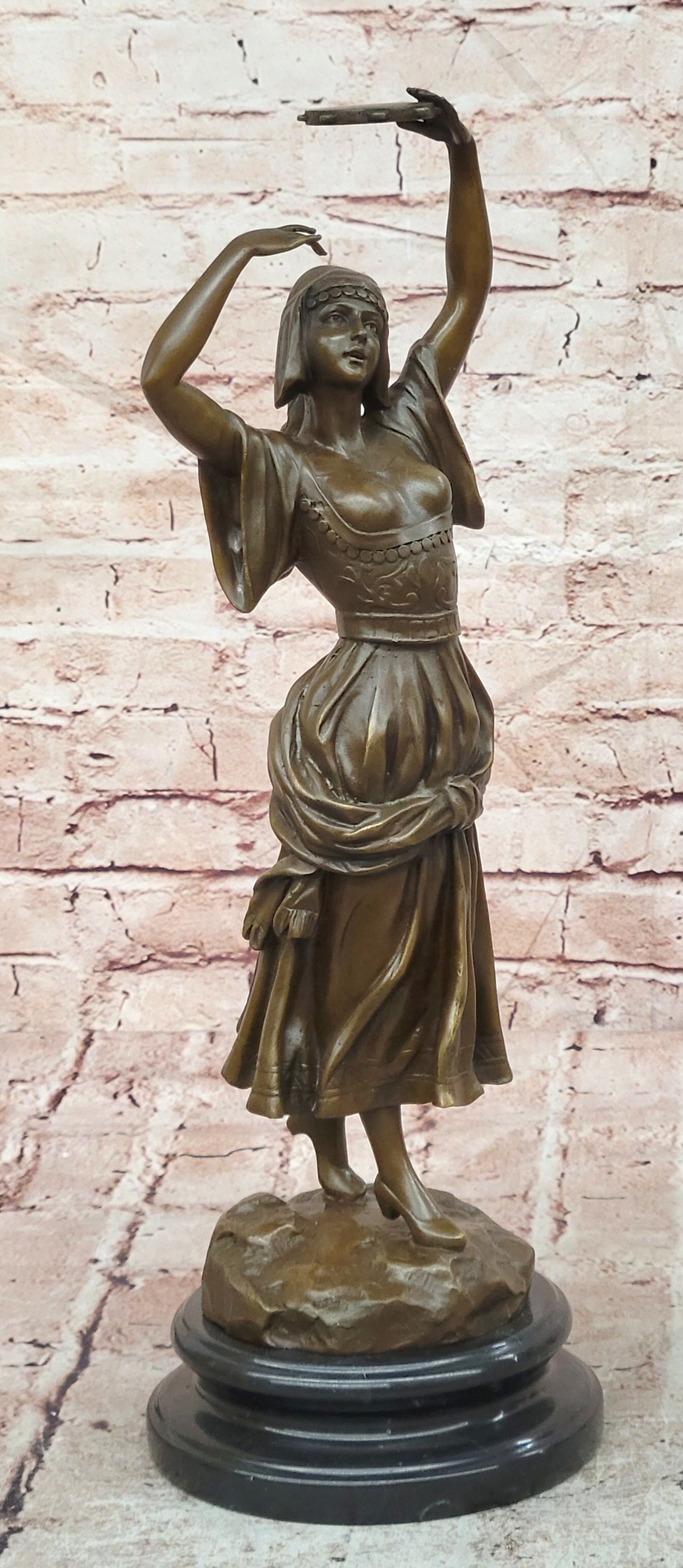 Signed Bronze Turkish Dancer Sculpture Fine Art Collectible Statue Decor