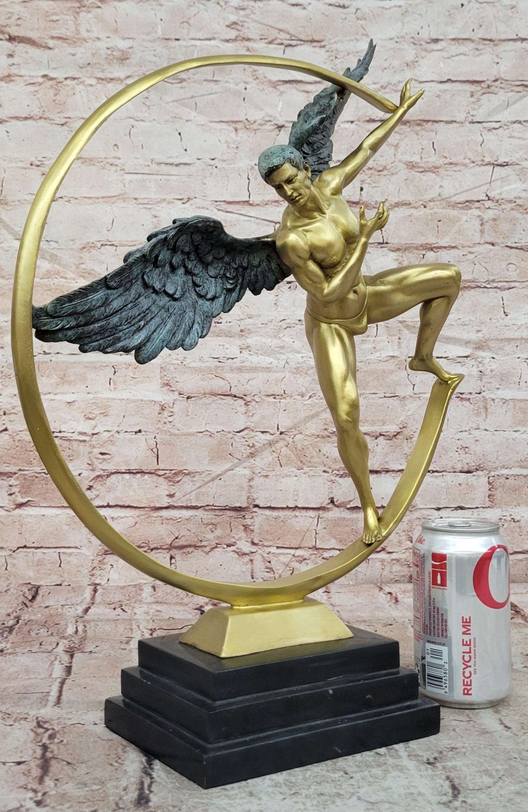 Signed Bronze Angel Sculpture Guardian Figure Contemporary Fine Art Collectible