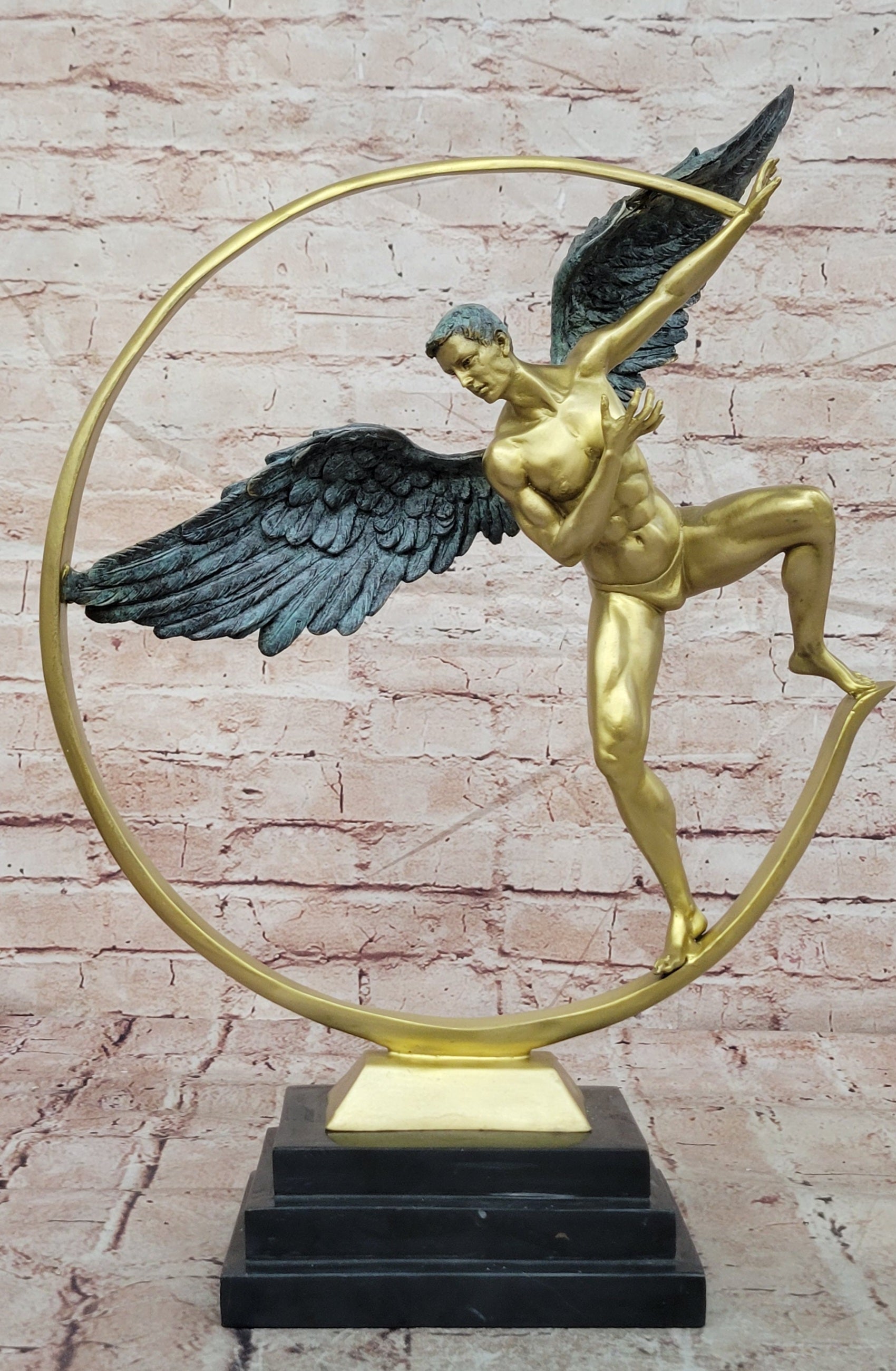 Signed Bronze Angel Sculpture Guardian Figure Contemporary Fine Art Collectible