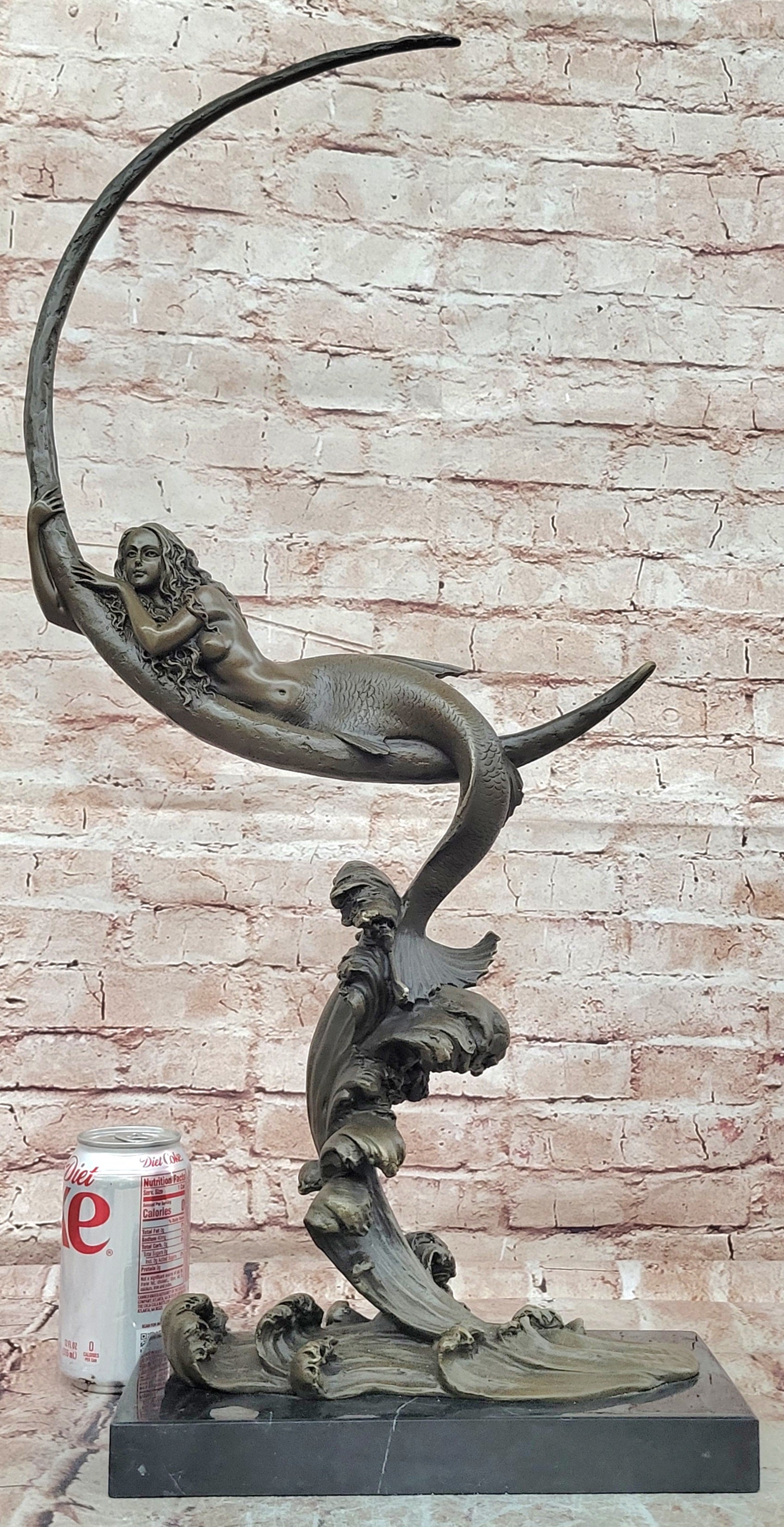 Handcrafted Milo Bronze Mermaid on Moon Lost Wax Hot Cast Gallery Edition