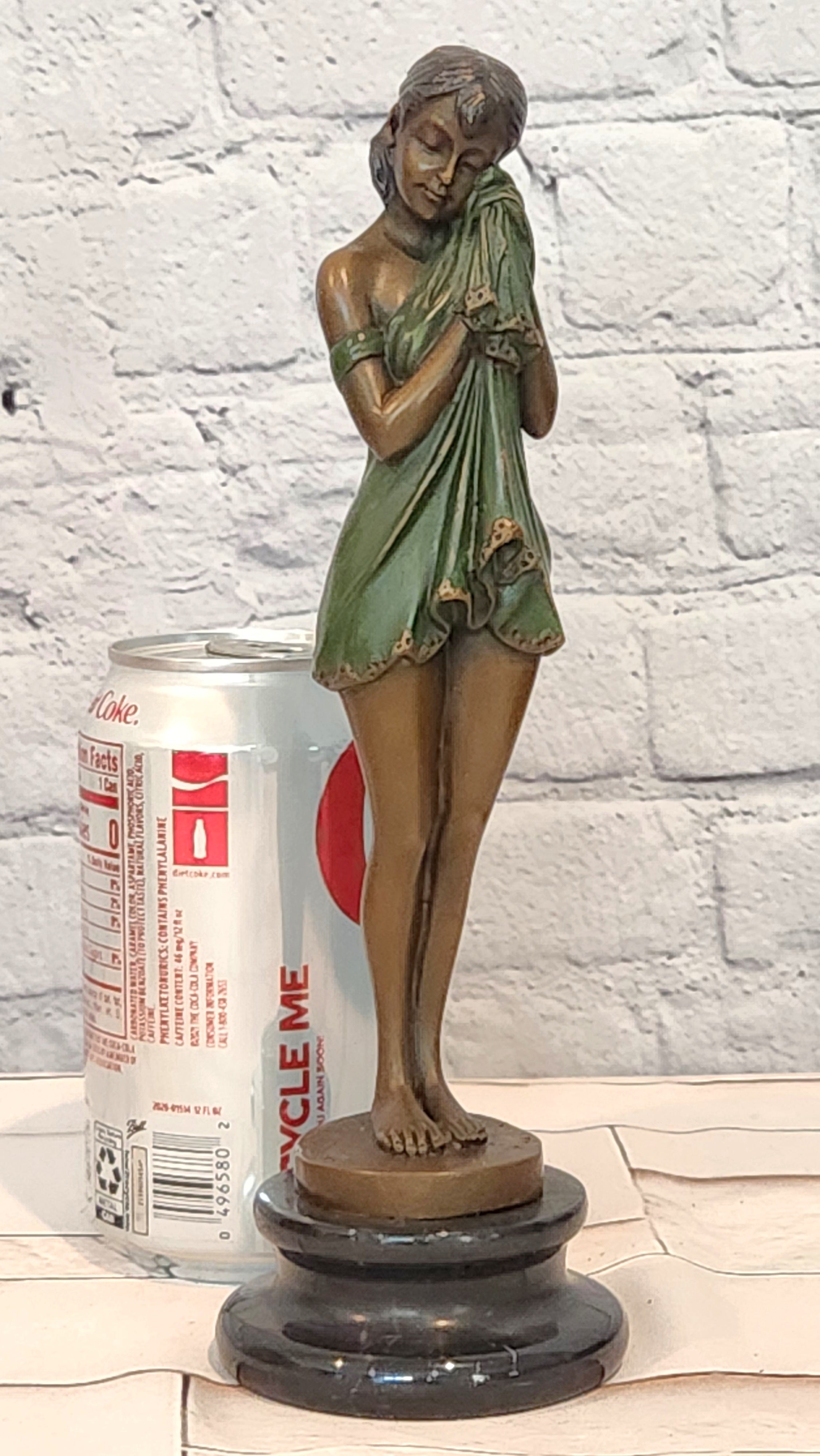Bronze Melancholy Girl Sculpture Chiparus Style Collectible Fine Art Statue