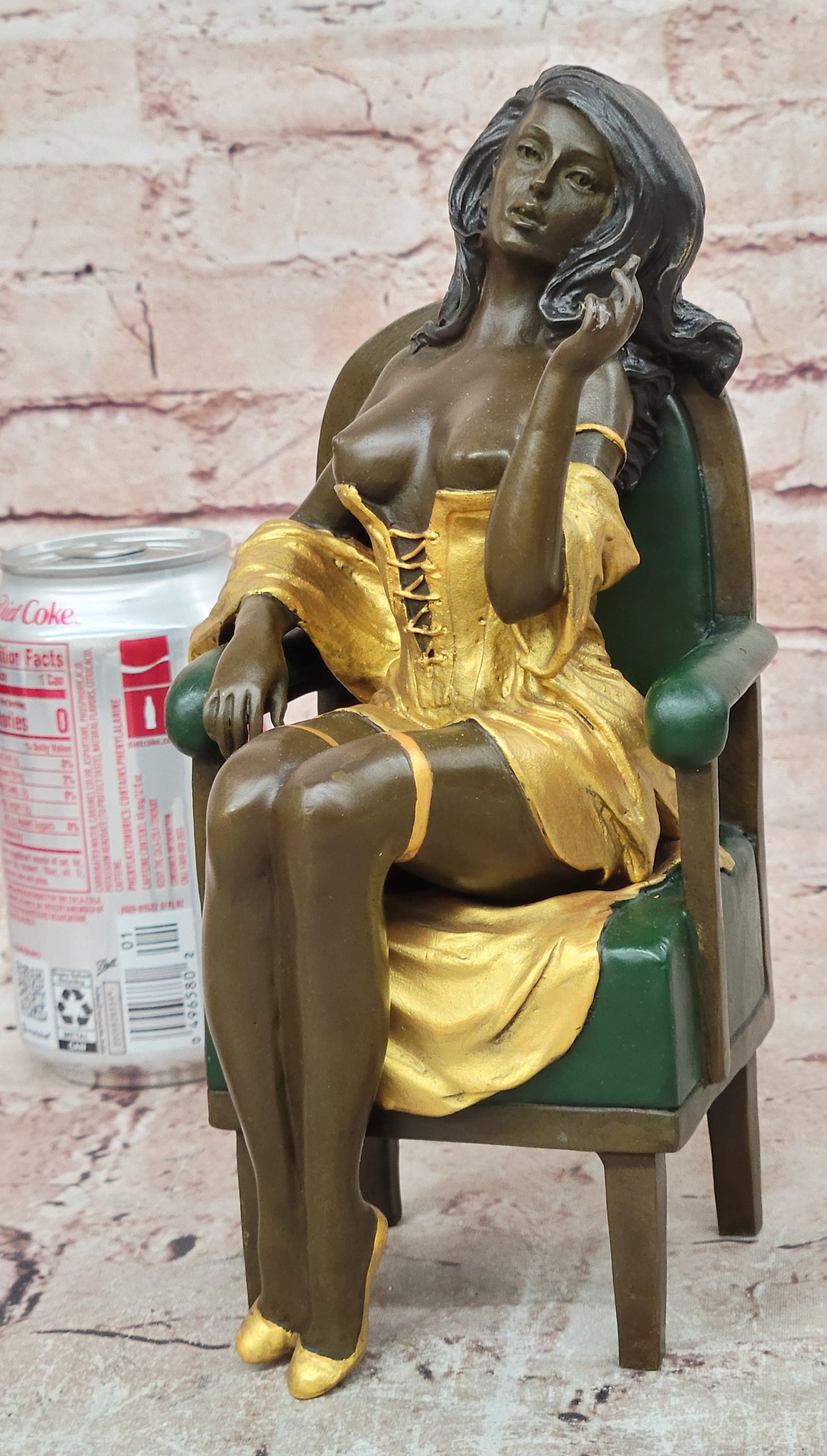 Milo Bronze Woman Figurine on Chair Contemporary Fine Art Collectible Statue