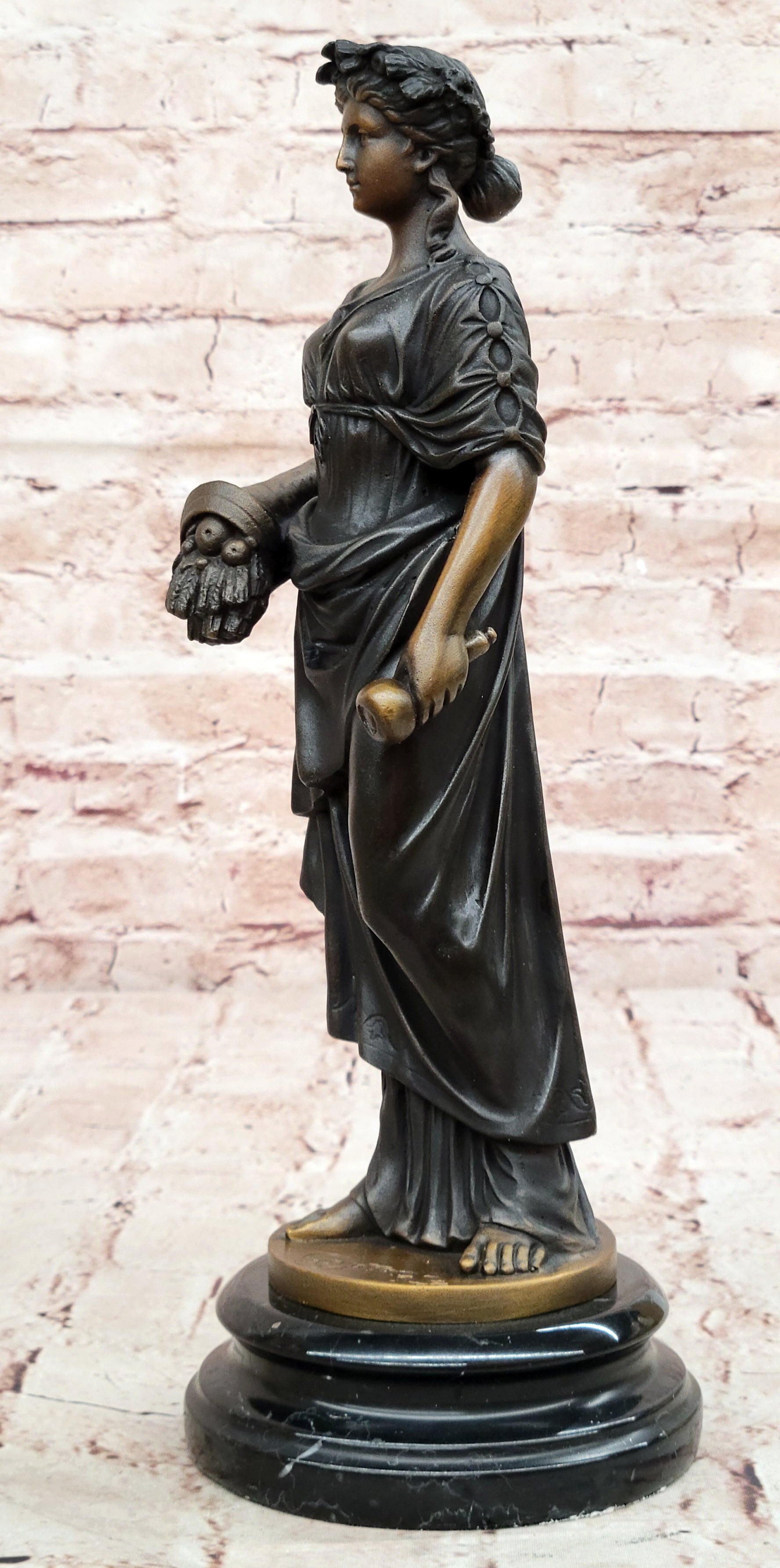 Bronze Fortuna Figurine Signed Cesaro Lady Luck Goddess Fine Art Statue