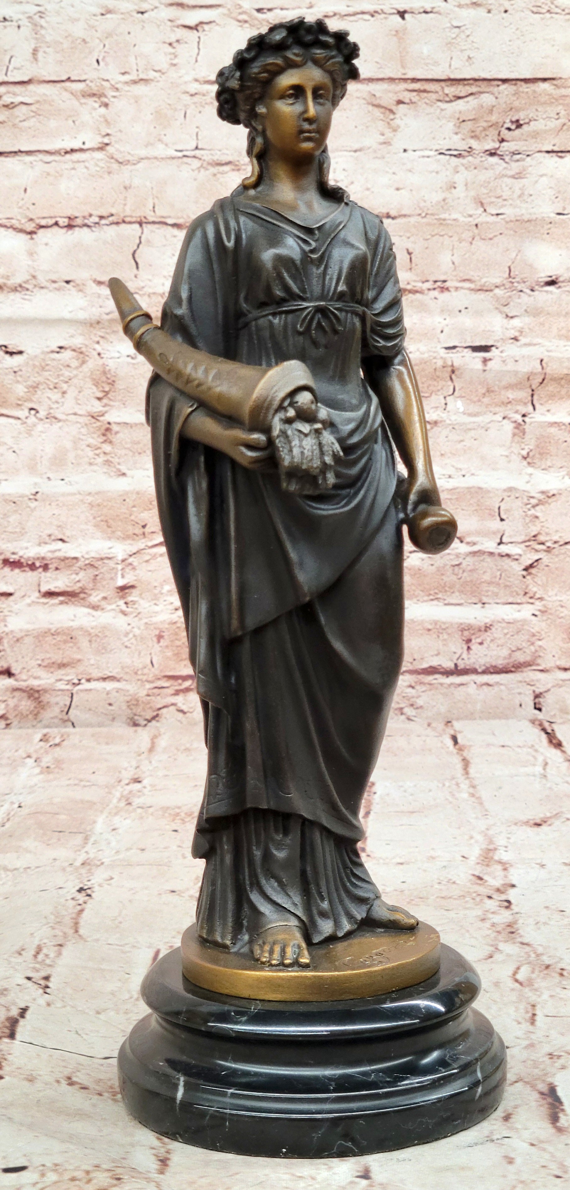 Bronze Fortuna Figurine Signed Cesaro Lady Luck Goddess Fine Art Statue