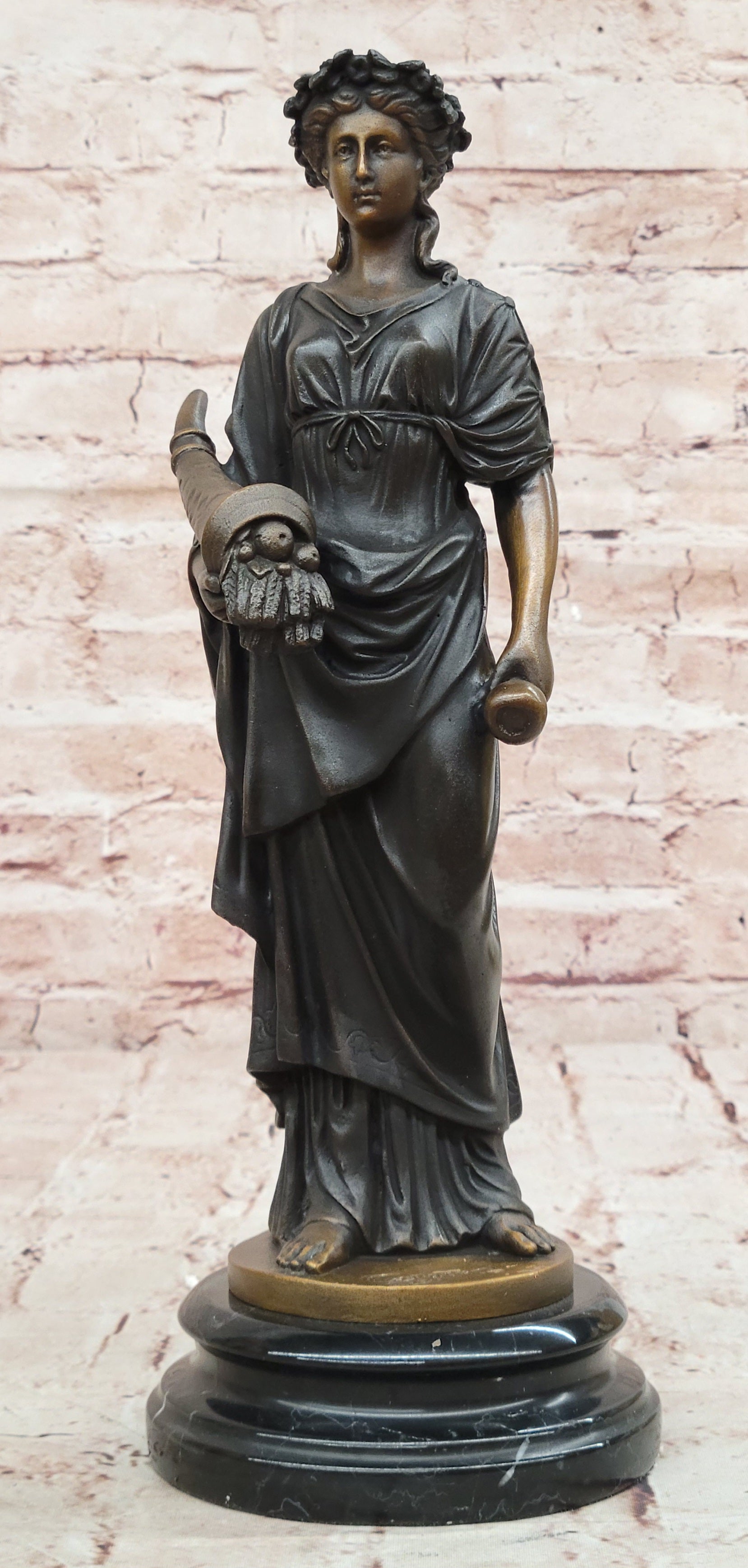 Bronze Fortuna Figurine Signed Cesaro Lady Luck Goddess Fine Art Statue
