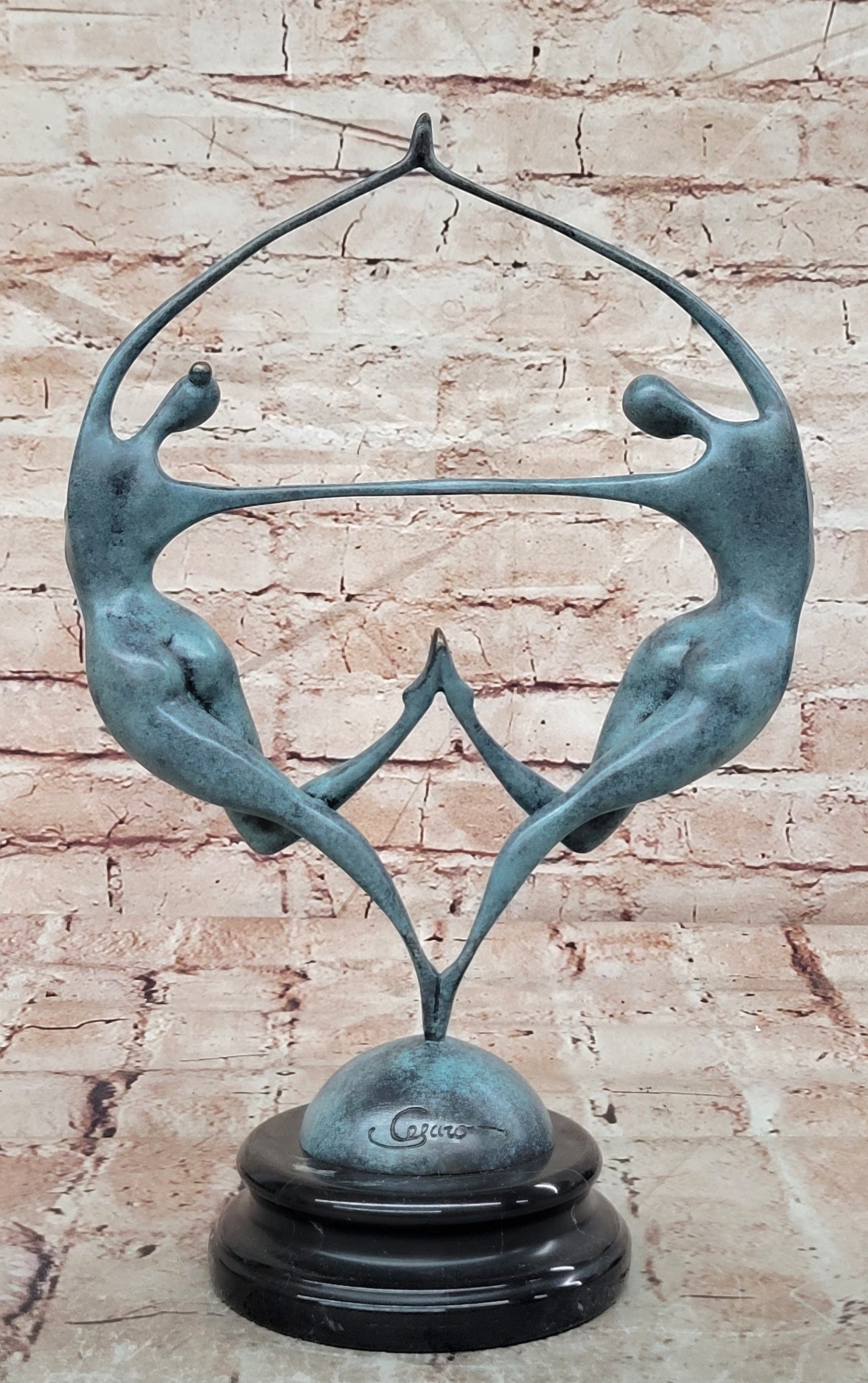 Love in Balance Abstract Bronze Dancers Statue Modern Collectible Artwork Art