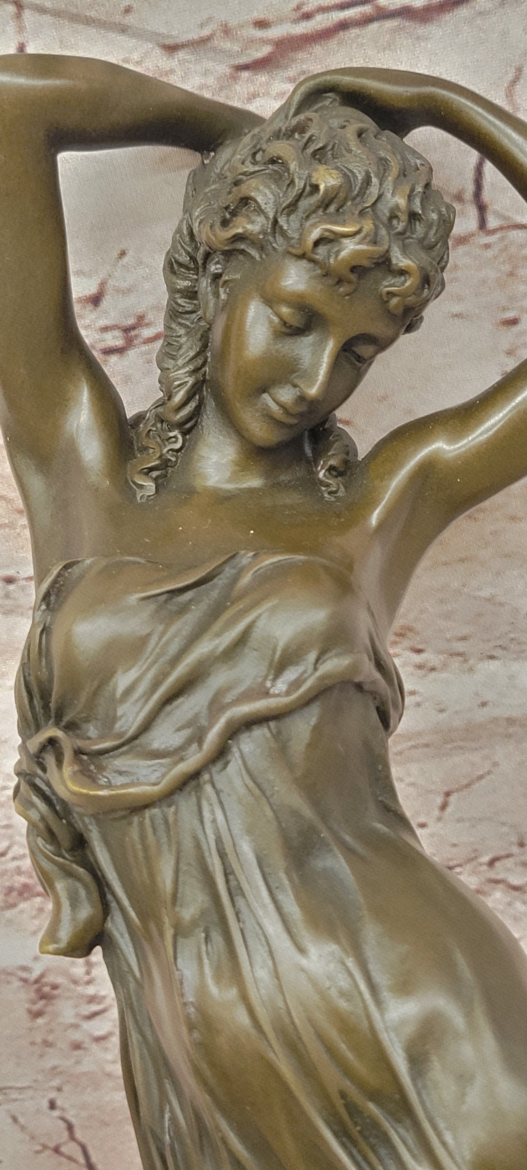 Gory Bronze Elegant Female Sculpture Young Lady Art Deco Collectible Artwork Statue