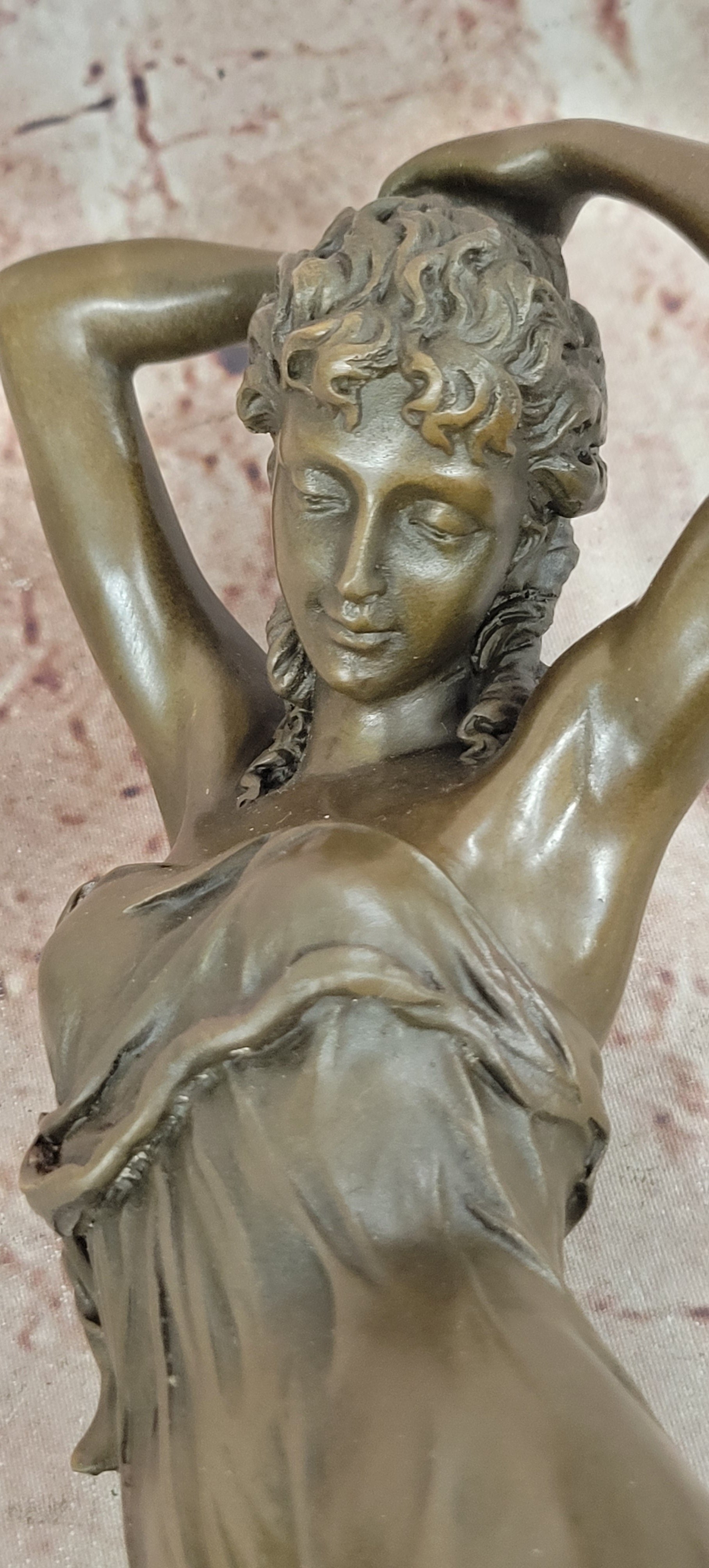 Gory Bronze Elegant Female Sculpture Young Lady Art Deco Collectible Artwork Statue