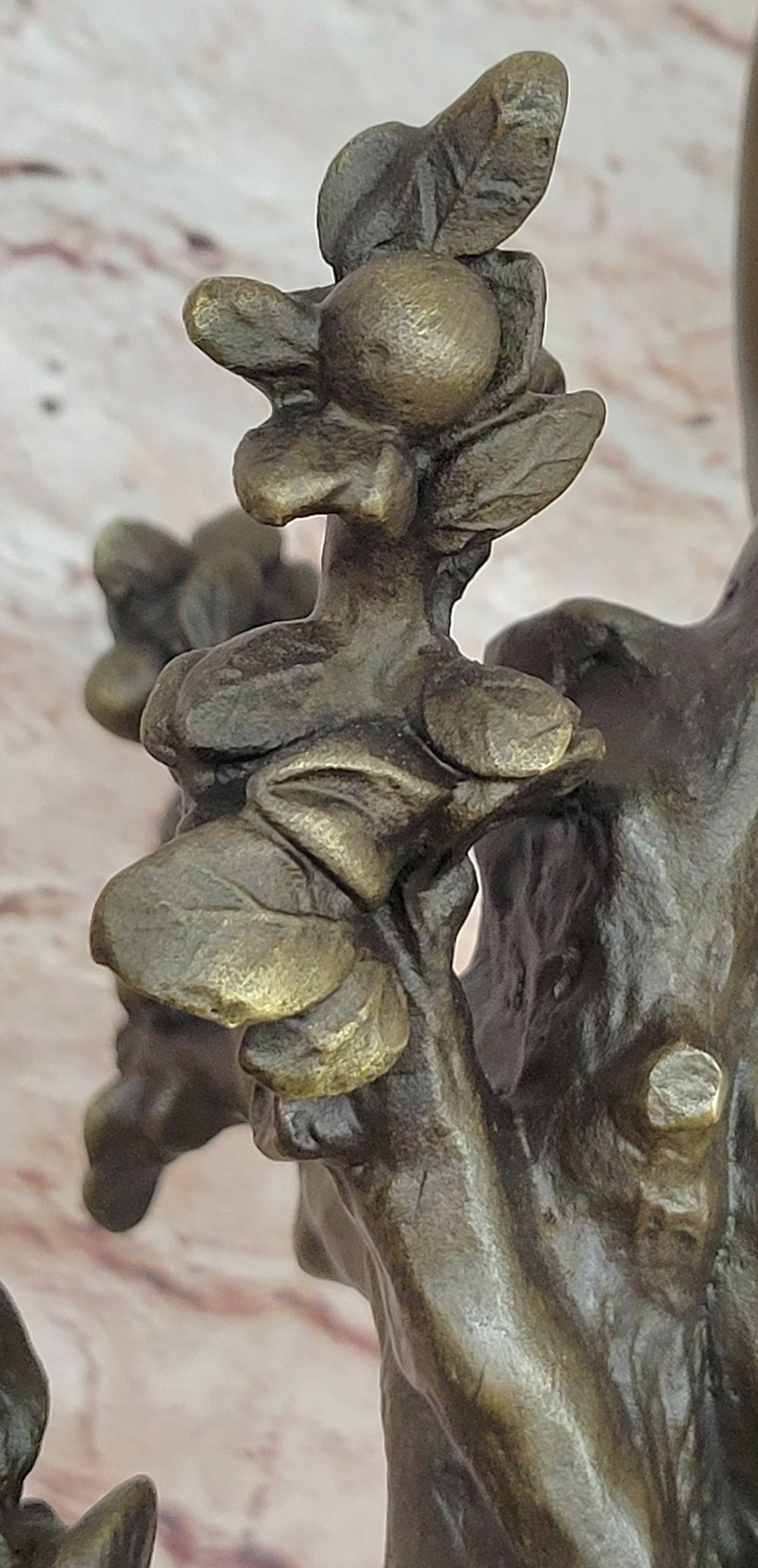 Bronze Tree Scene Sculpture Children Picking Fruit Signed Moreau Fine Art Statue