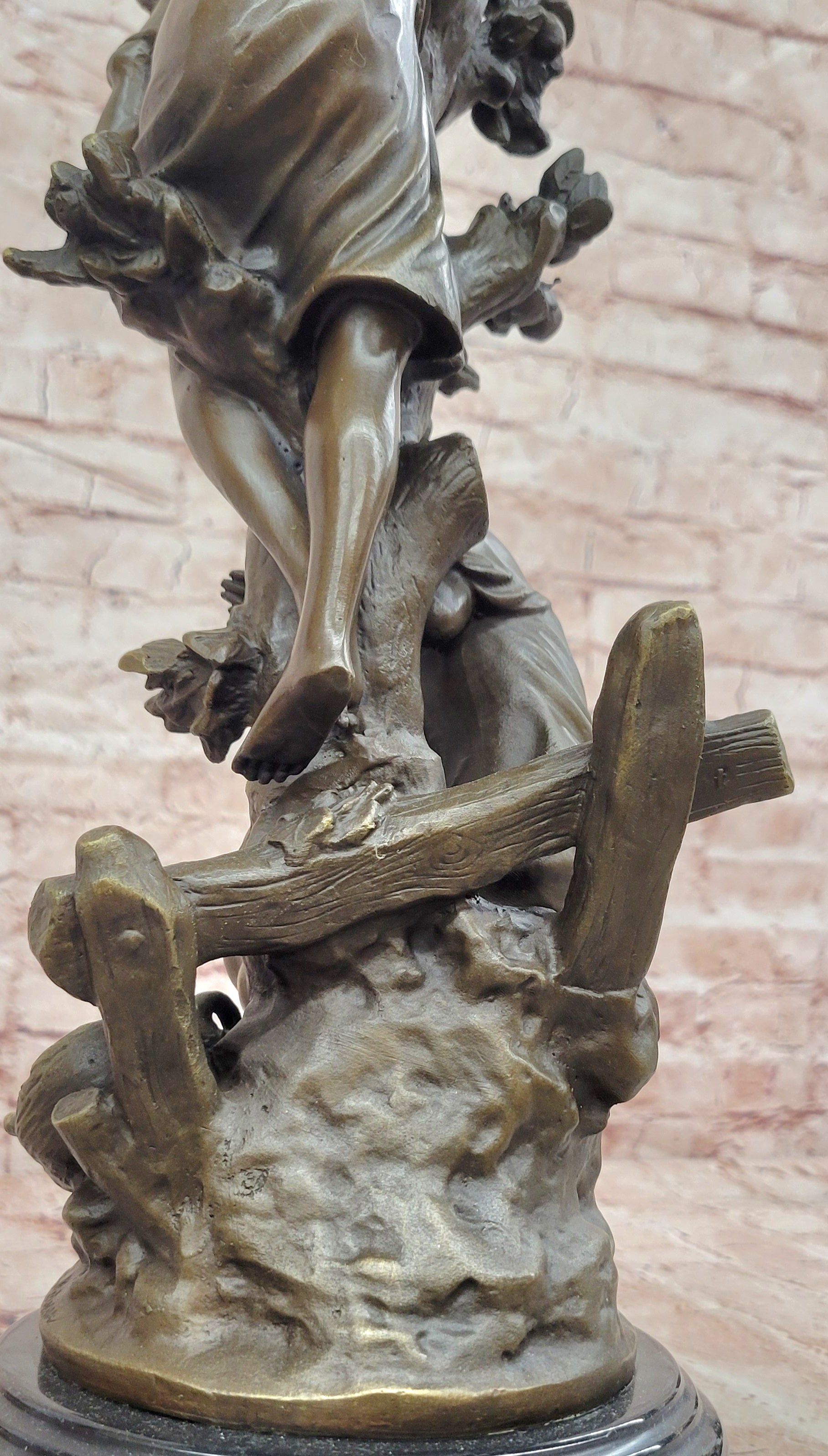 Bronze Tree Scene Sculpture Children Picking Fruit Signed Moreau Fine Art Statue