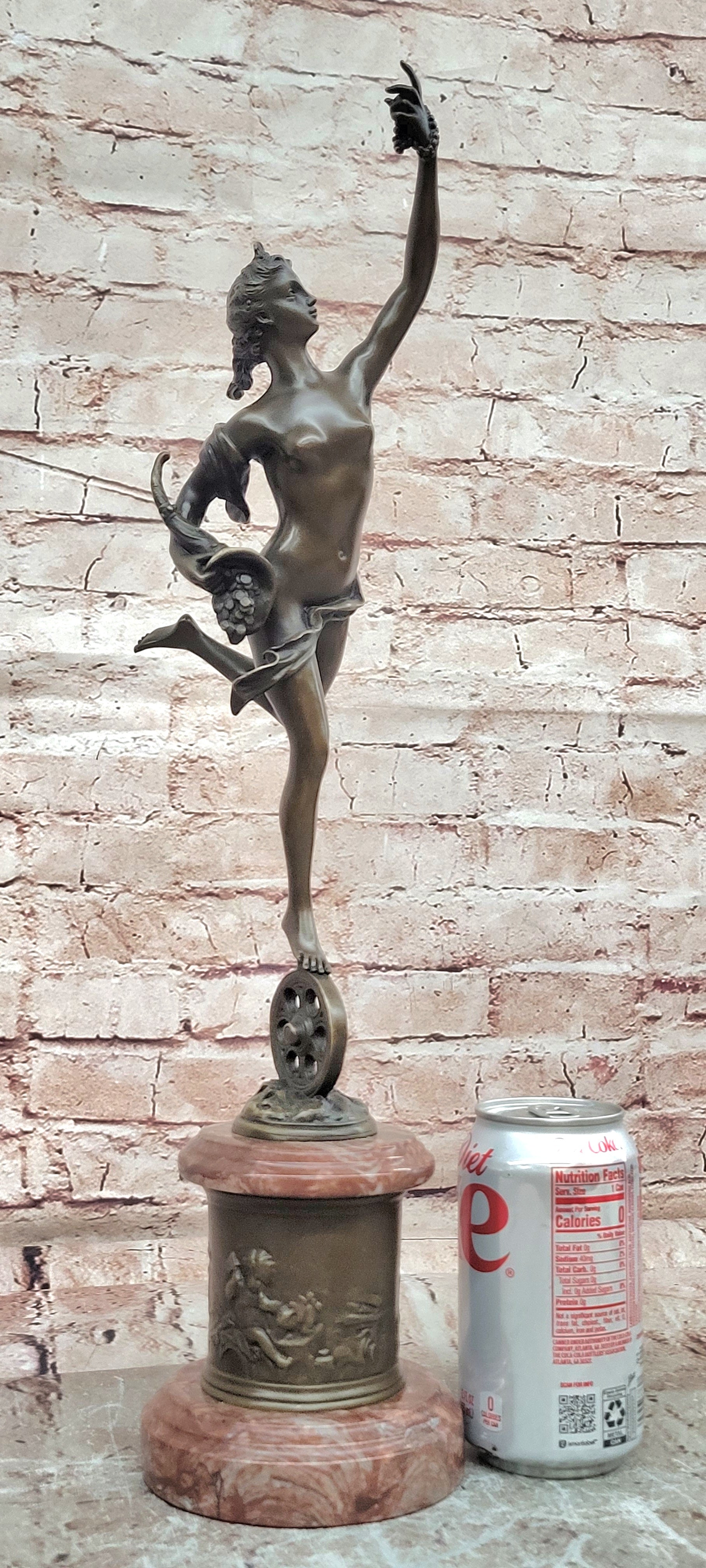 Bronze Lady Fortuna Statue Signed Giambologna Handcrafted Museum Quality