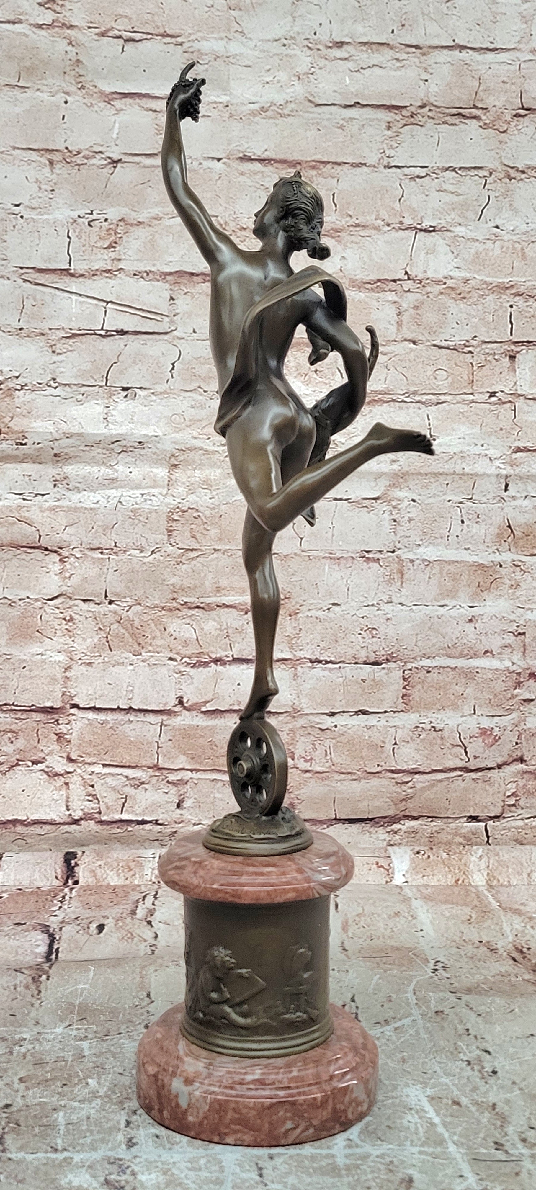 Bronze Lady Fortuna Statue Signed Giambologna Handcrafted Museum Quality