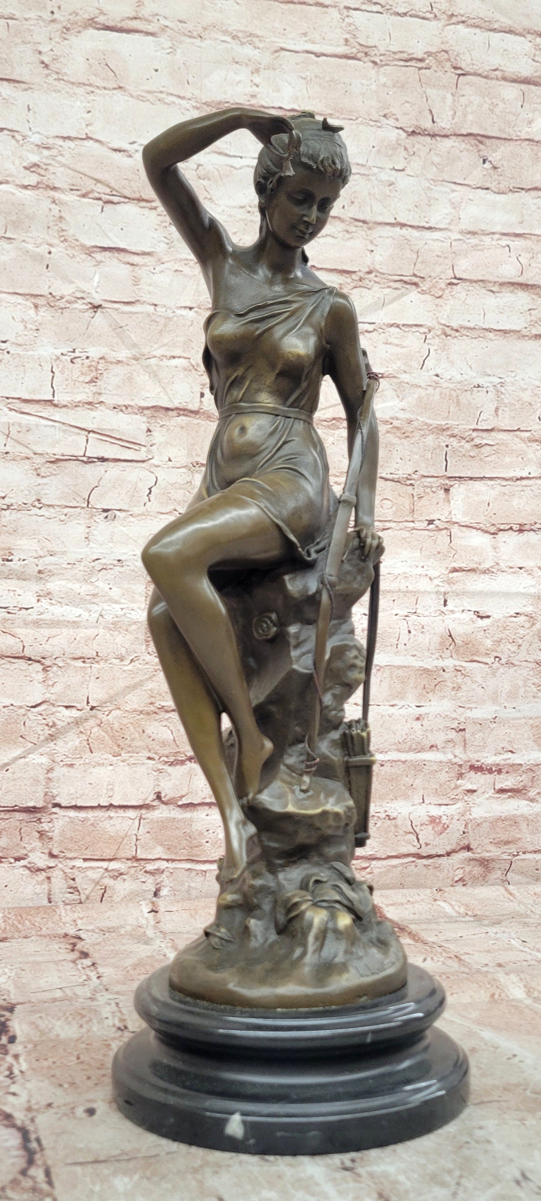 Bronze Diana the Huntress Statue Signed Lucie Ledieu Fine Art Figurine Figure