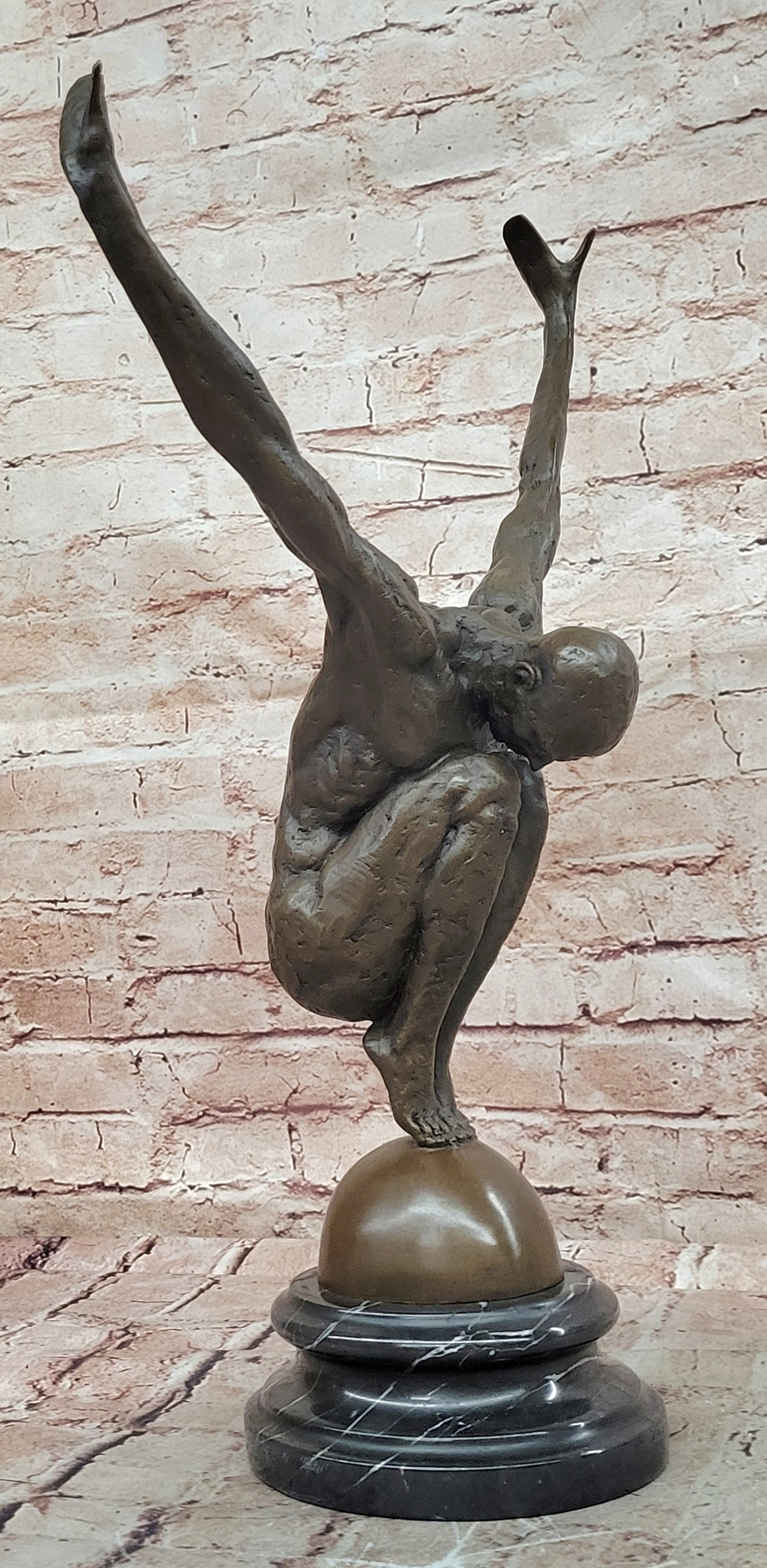 Art Deco Bronze Male Swimmer Diver Figurine Hot Cast Sculpture Statue