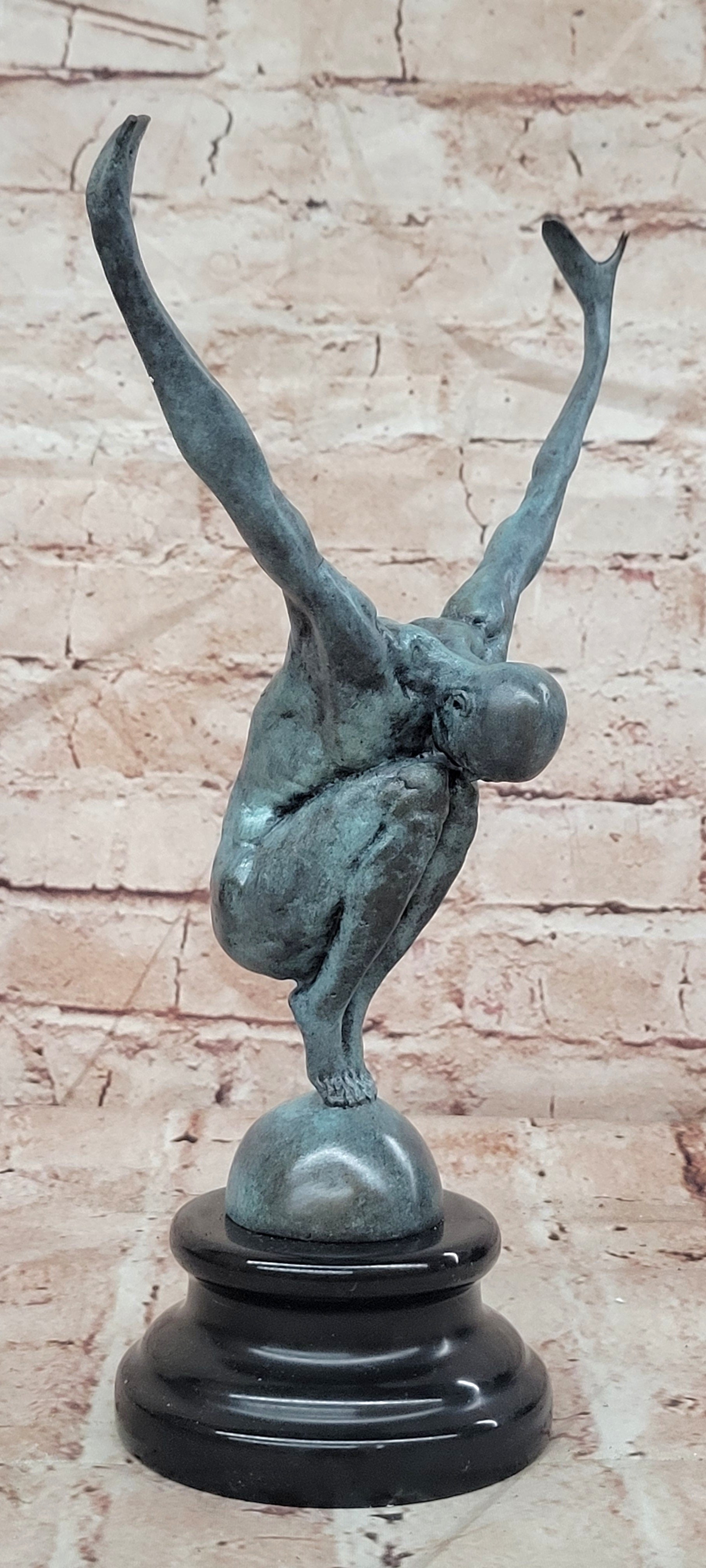 Bronze Swimming Athlete Sculpture Signed Milo Male Diver Fine Art Statue