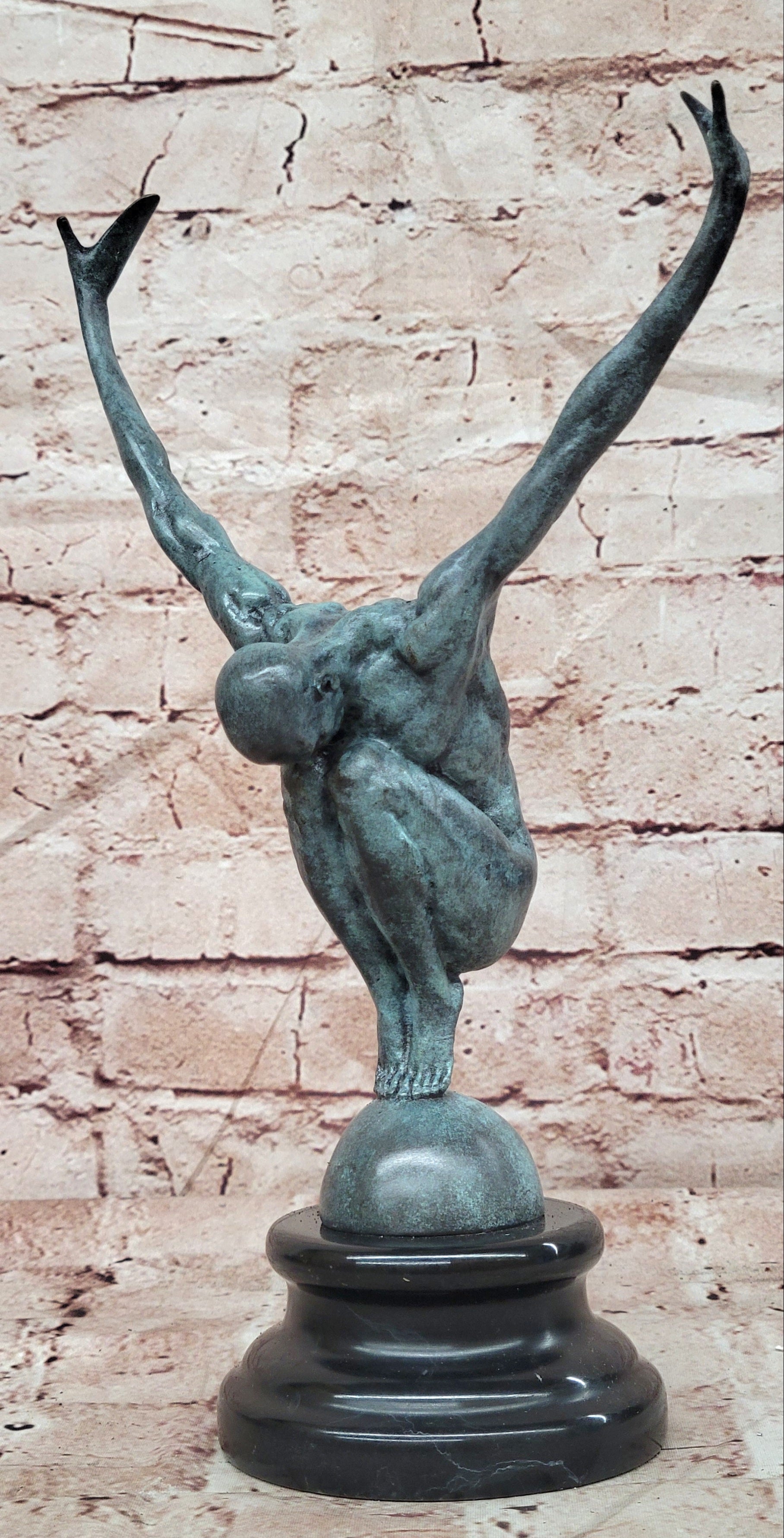 Bronze Swimming Athlete Sculpture Signed Milo Male Diver Fine Art Statue