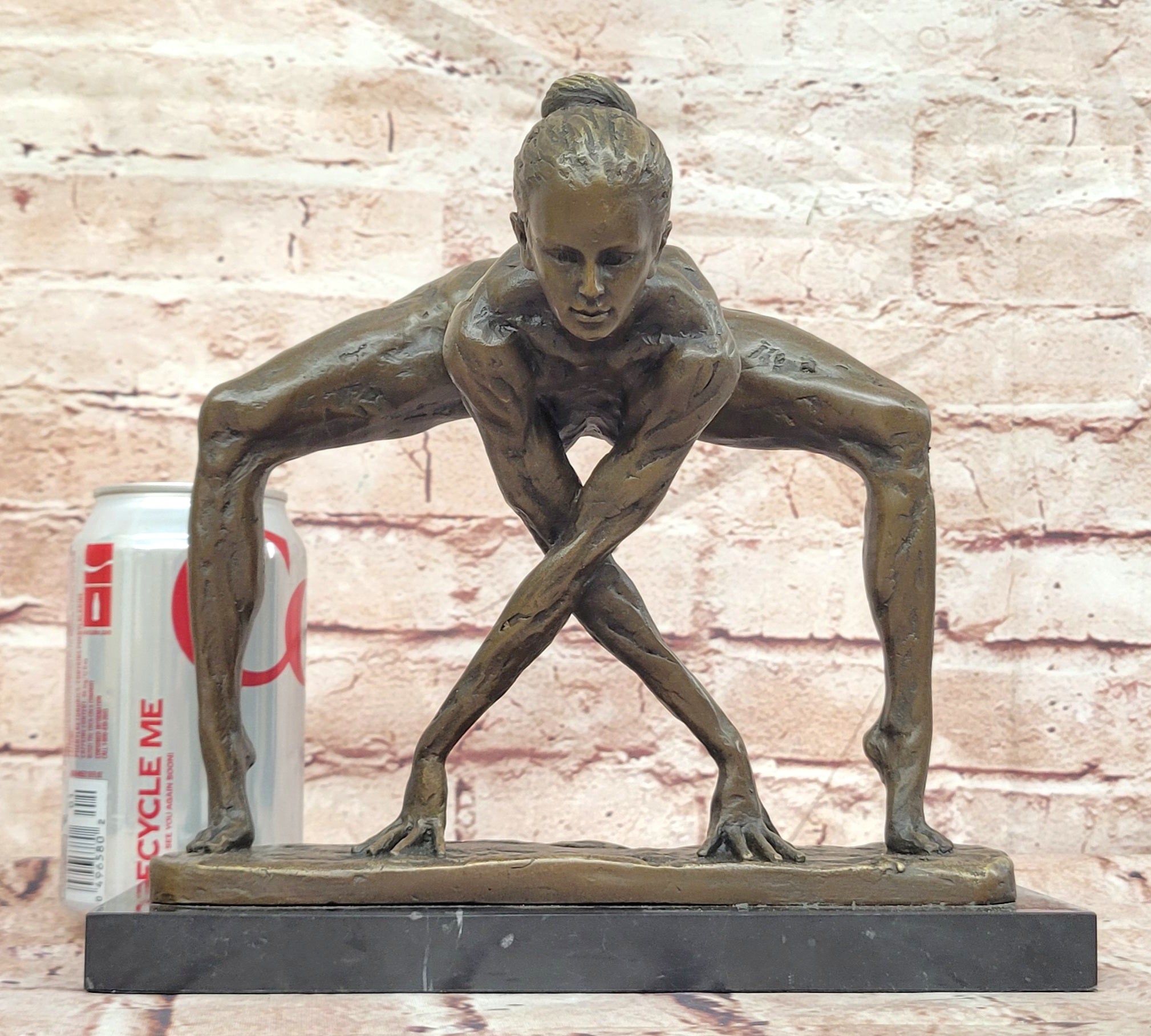 Bronze Modern Dance Sculpture Signed Cesaro Elegant Dancer Statue Decor