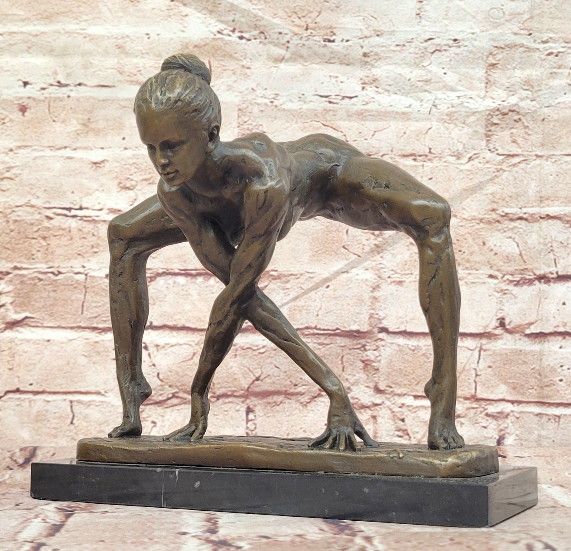 Bronze Modern Dance Sculpture Signed Cesaro Elegant Dancer Statue Decor