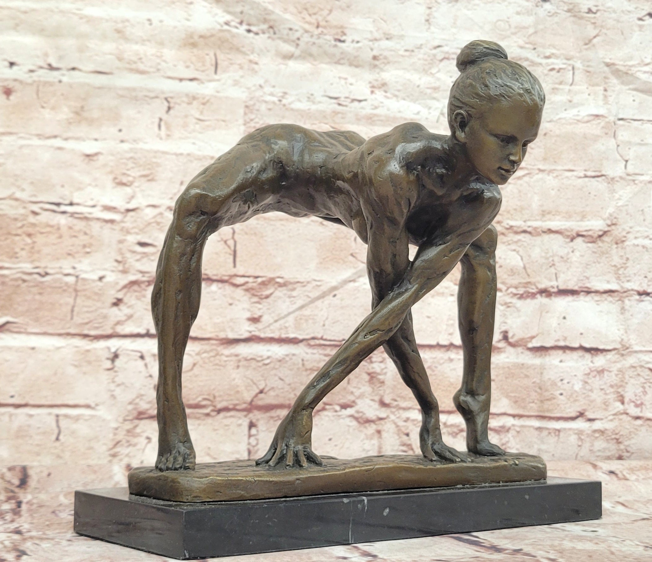 Bronze Modern Dance Sculpture Signed Cesaro Elegant Dancer Statue Decor