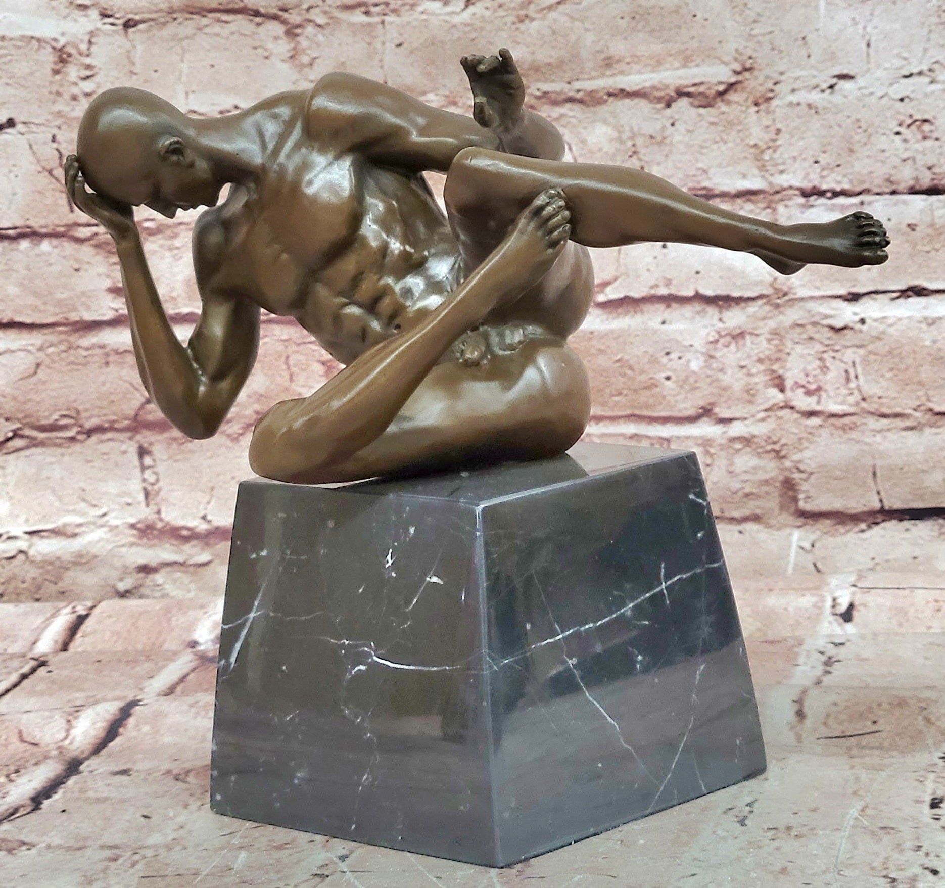 Cesaro Bronze Male Nude Bodybuilder Statue Handmade Hot Cast Artwork