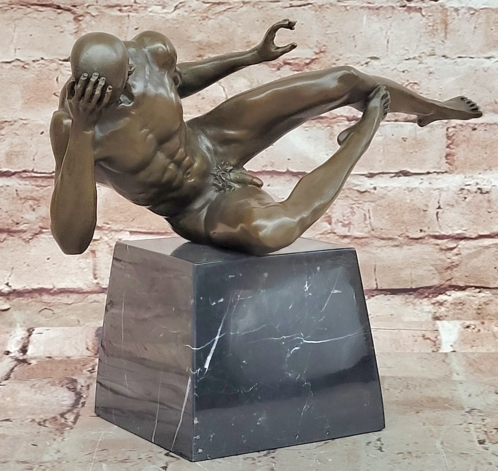 Cesaro Bronze Male Nude Bodybuilder Statue Handmade Hot Cast Artwork