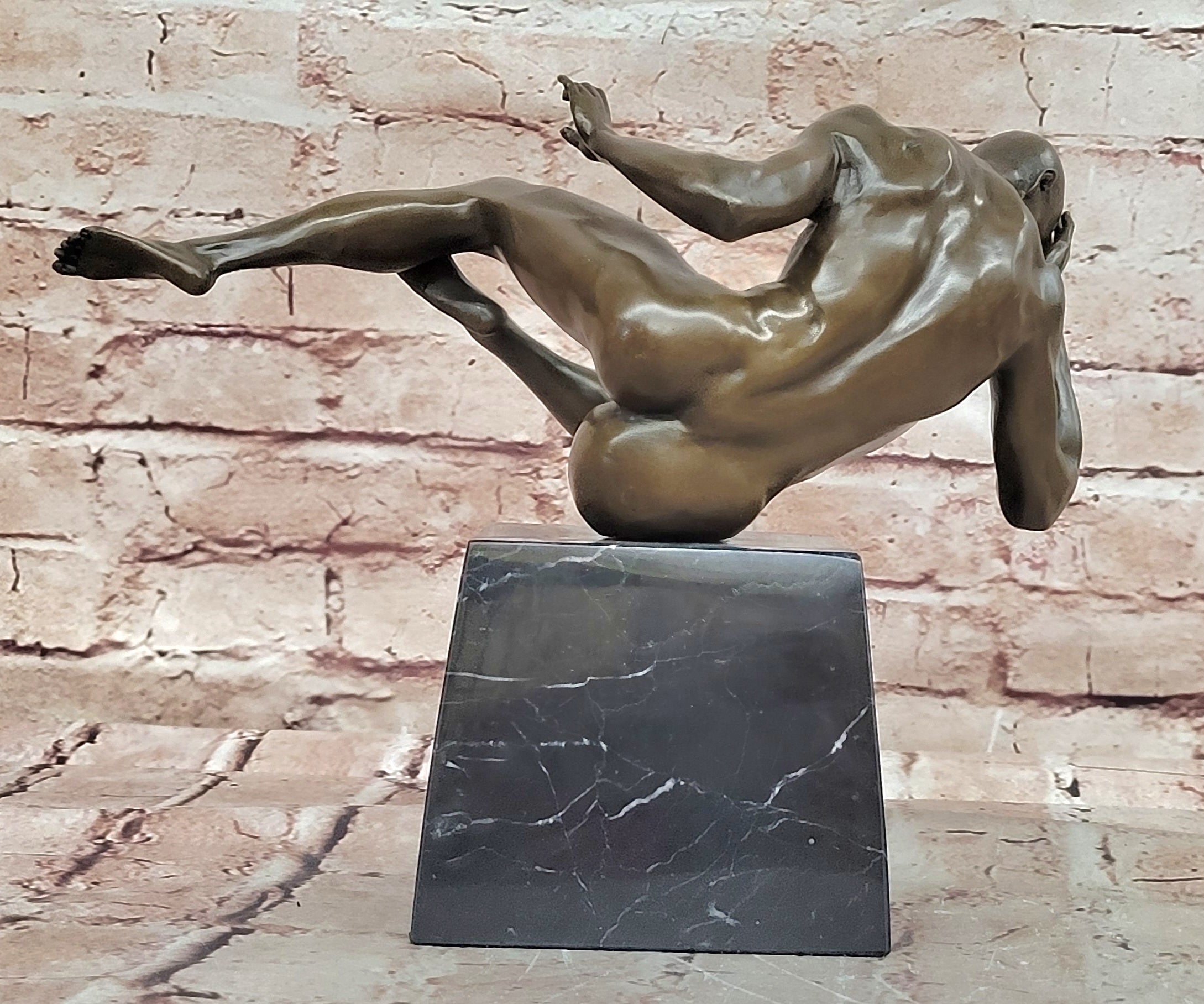 Cesaro Bronze Male Nude Bodybuilder Statue Handmade Hot Cast Artwork
