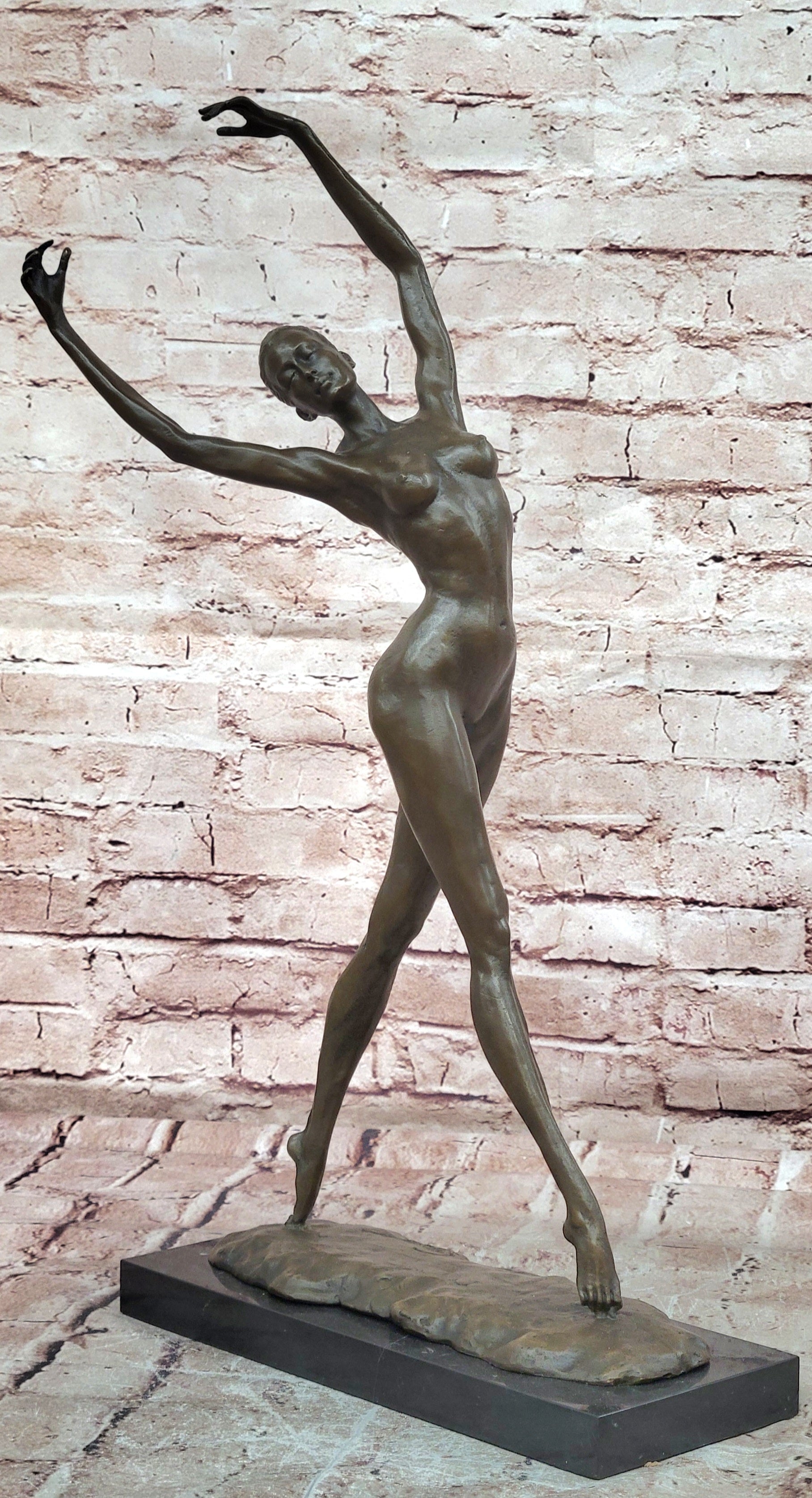 Bronze Dancer Statue Cesaro Signed Abstract Modern Art Graceful Sculpture
