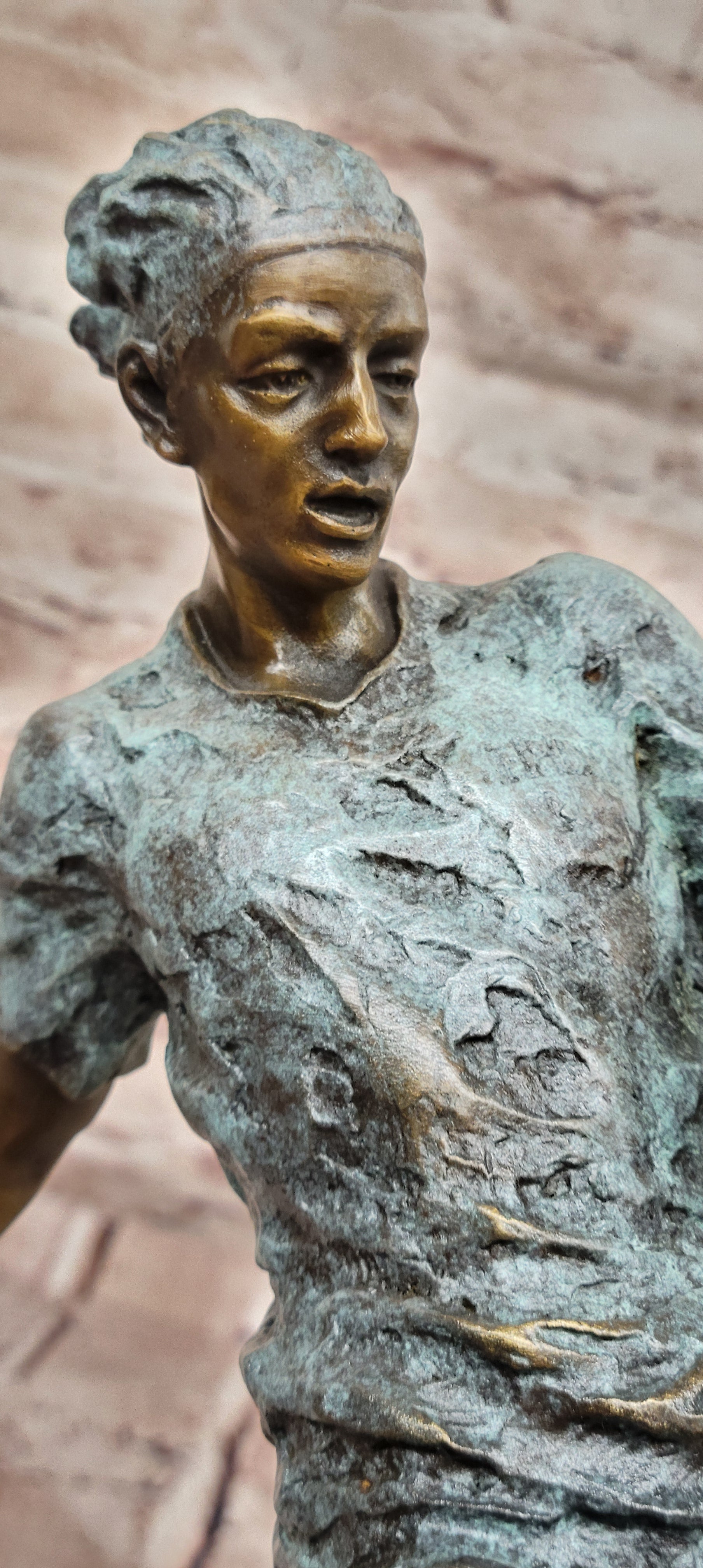 Large Bronze Soccer Players Sculpture by Milo Sport Trophy Collectible Art Artwork