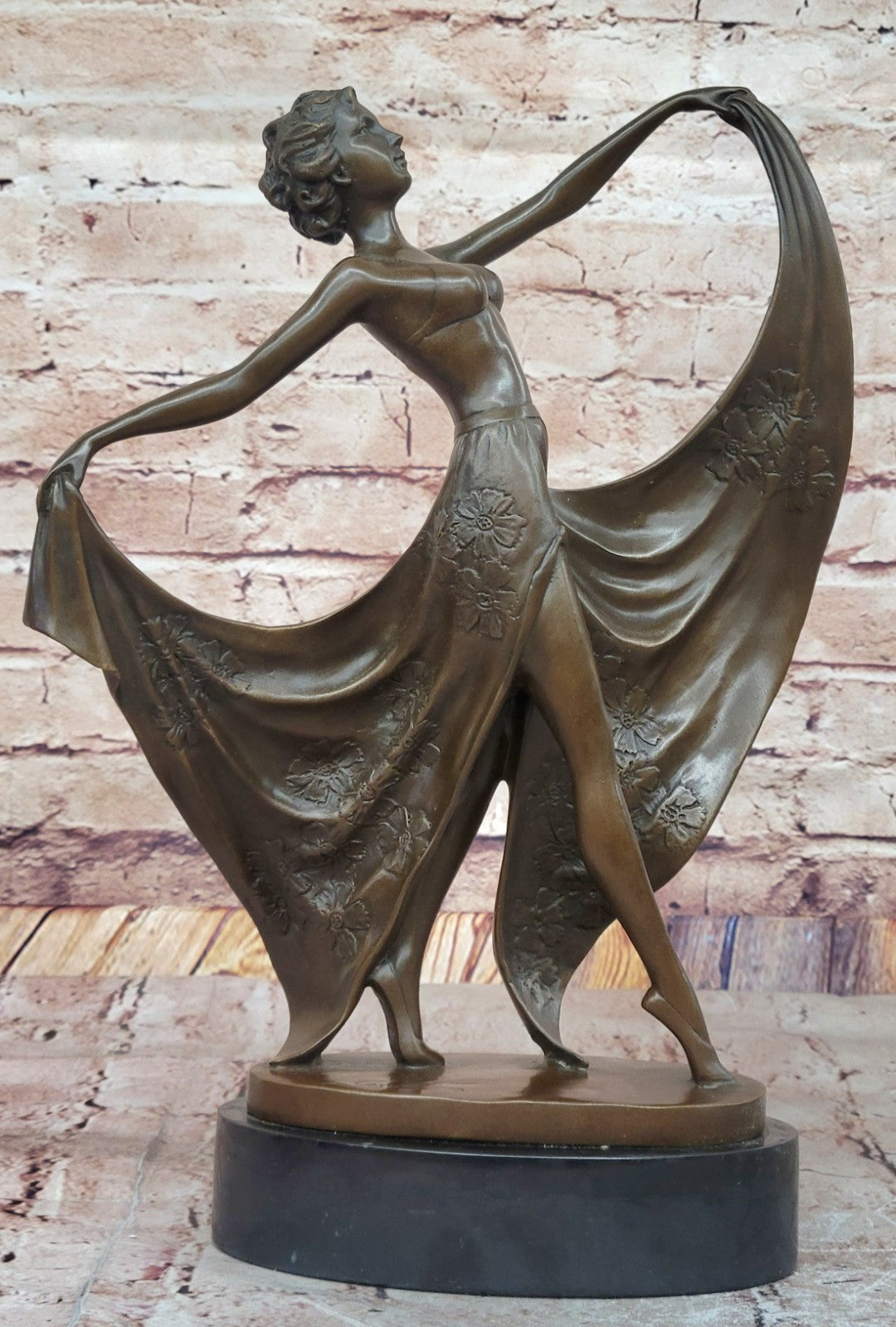 Cesaro Bronze Dancing Girl Sculpture Elegant Art Deco Figurine Collectible Artwork