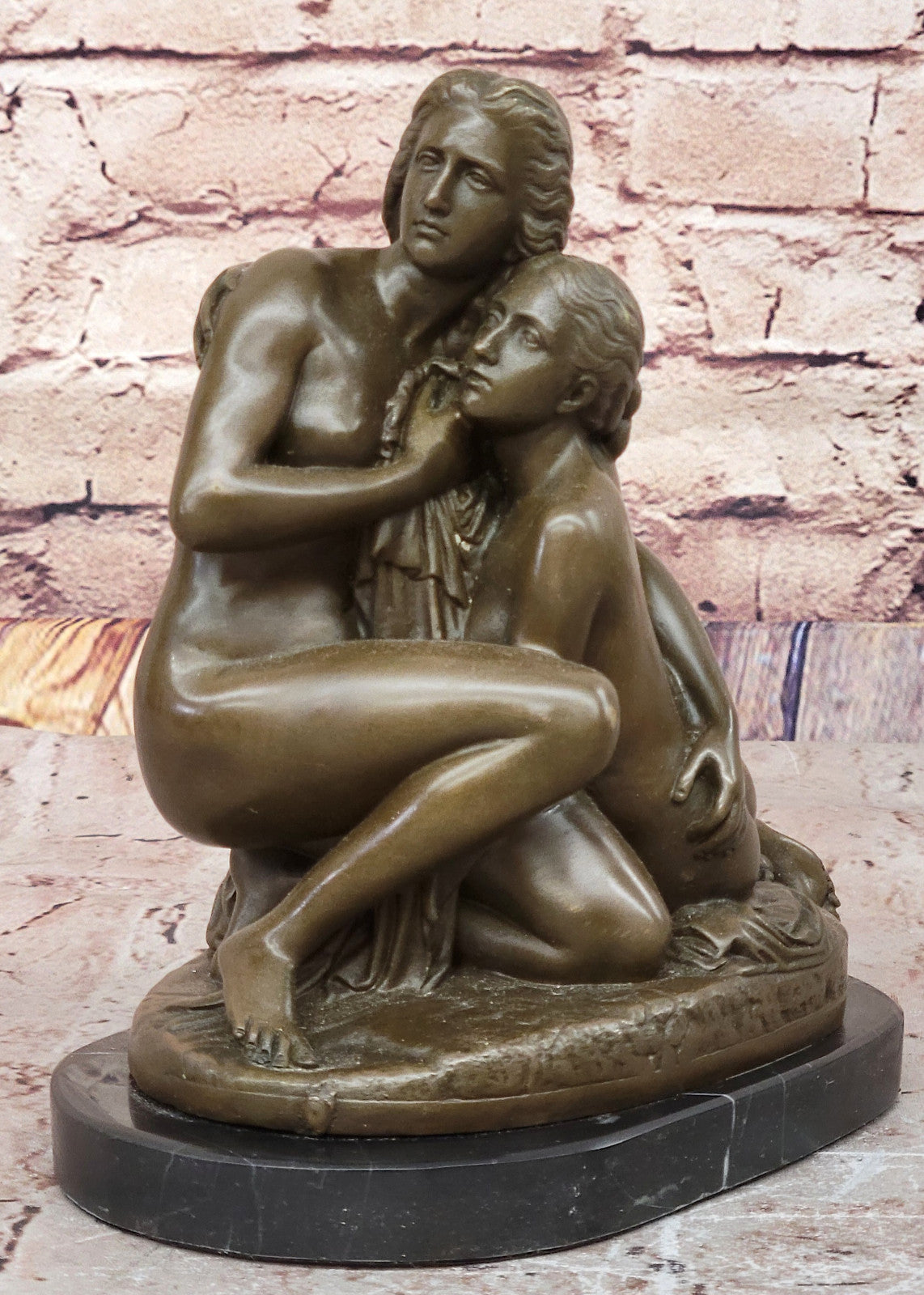 Classic Bronze Mother and Child Sculpture by Adolf Jerichau Collectible Artwork