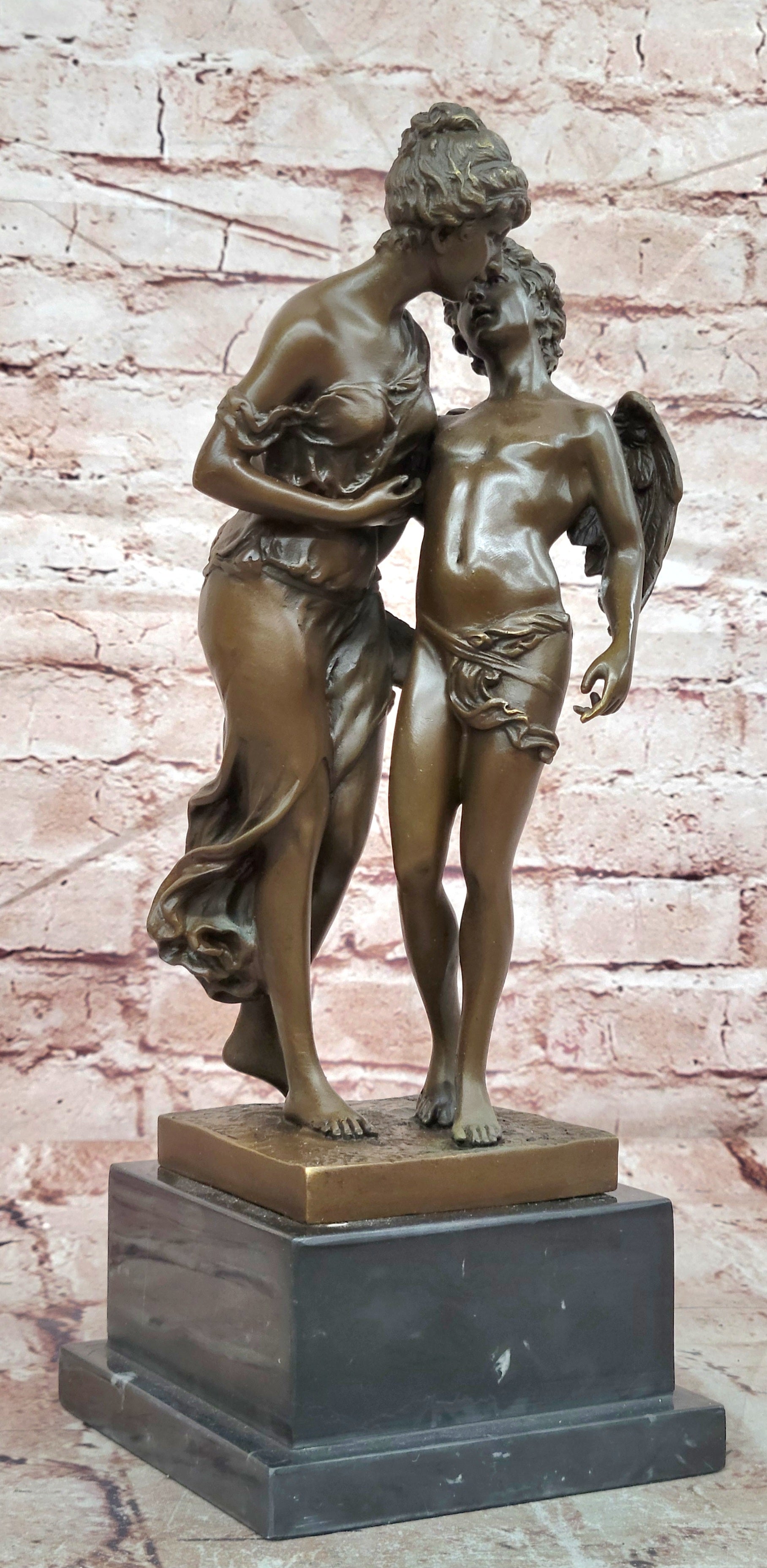 Bronze Mythological Love Sculpture Eros and Psyche Signed Ferville Fine Art