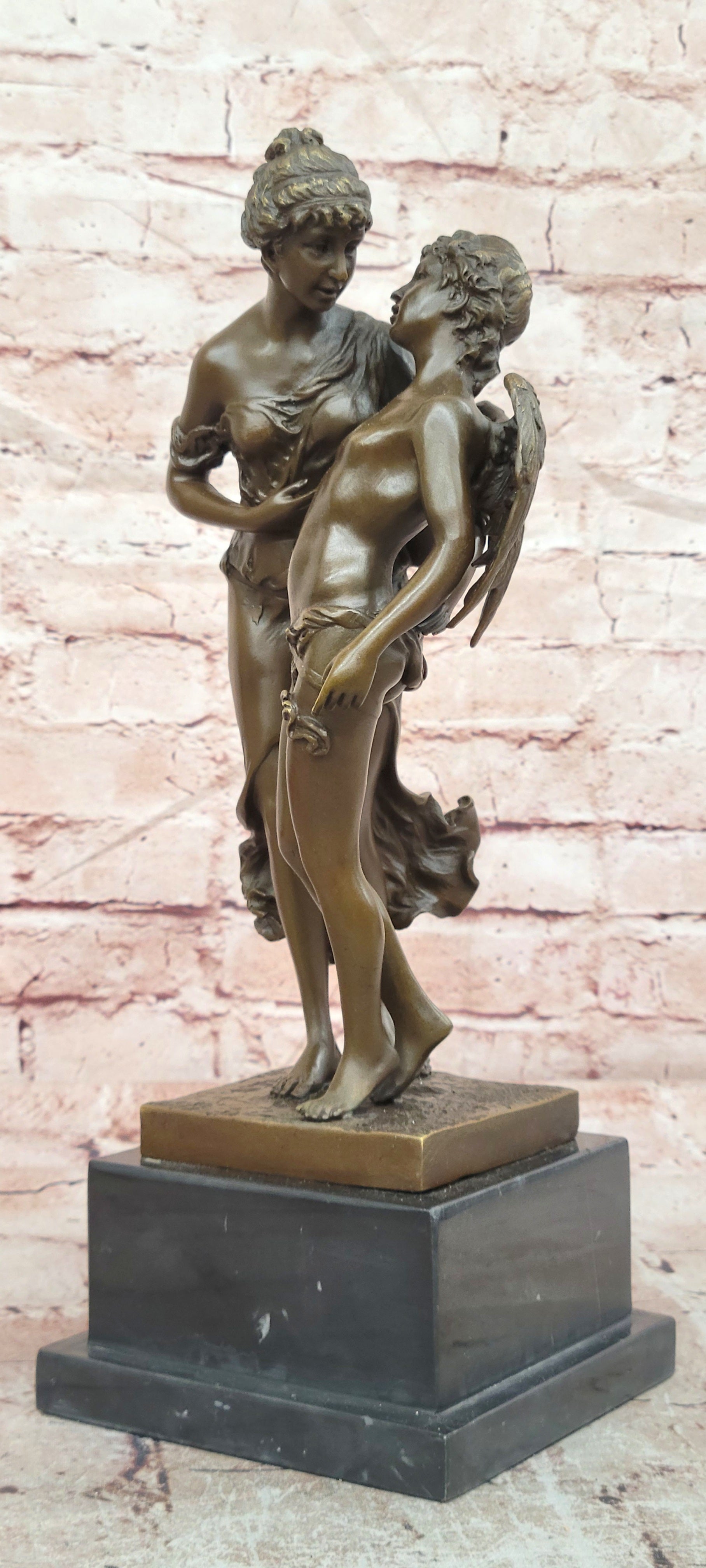 Bronze Mythological Love Sculpture Eros and Psyche Signed Ferville Fine Art