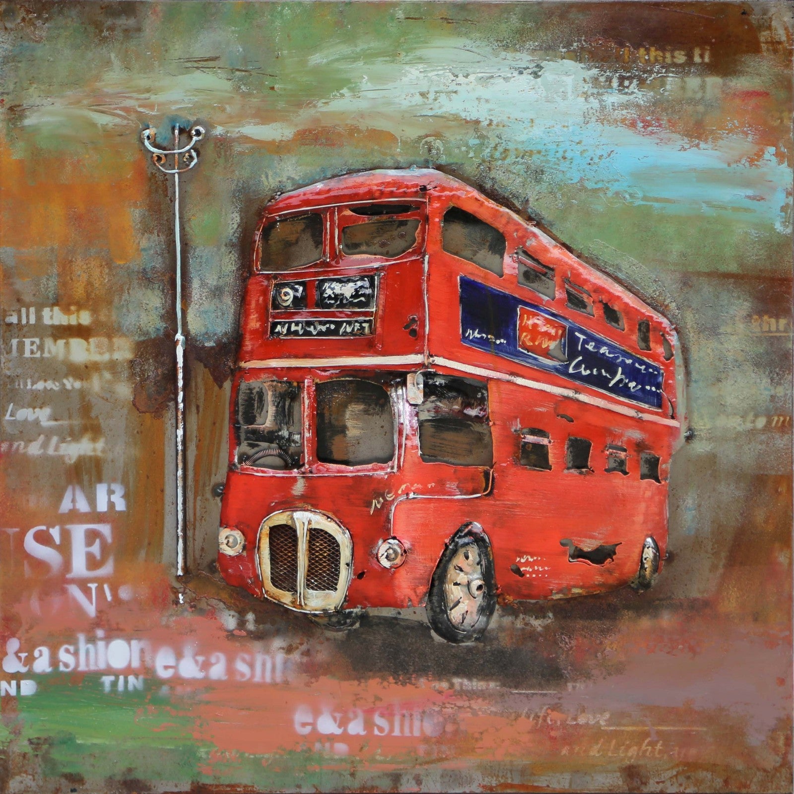 Wall Art Touring London 3D Metal Art Double Decker Bus Home/Garden Decor