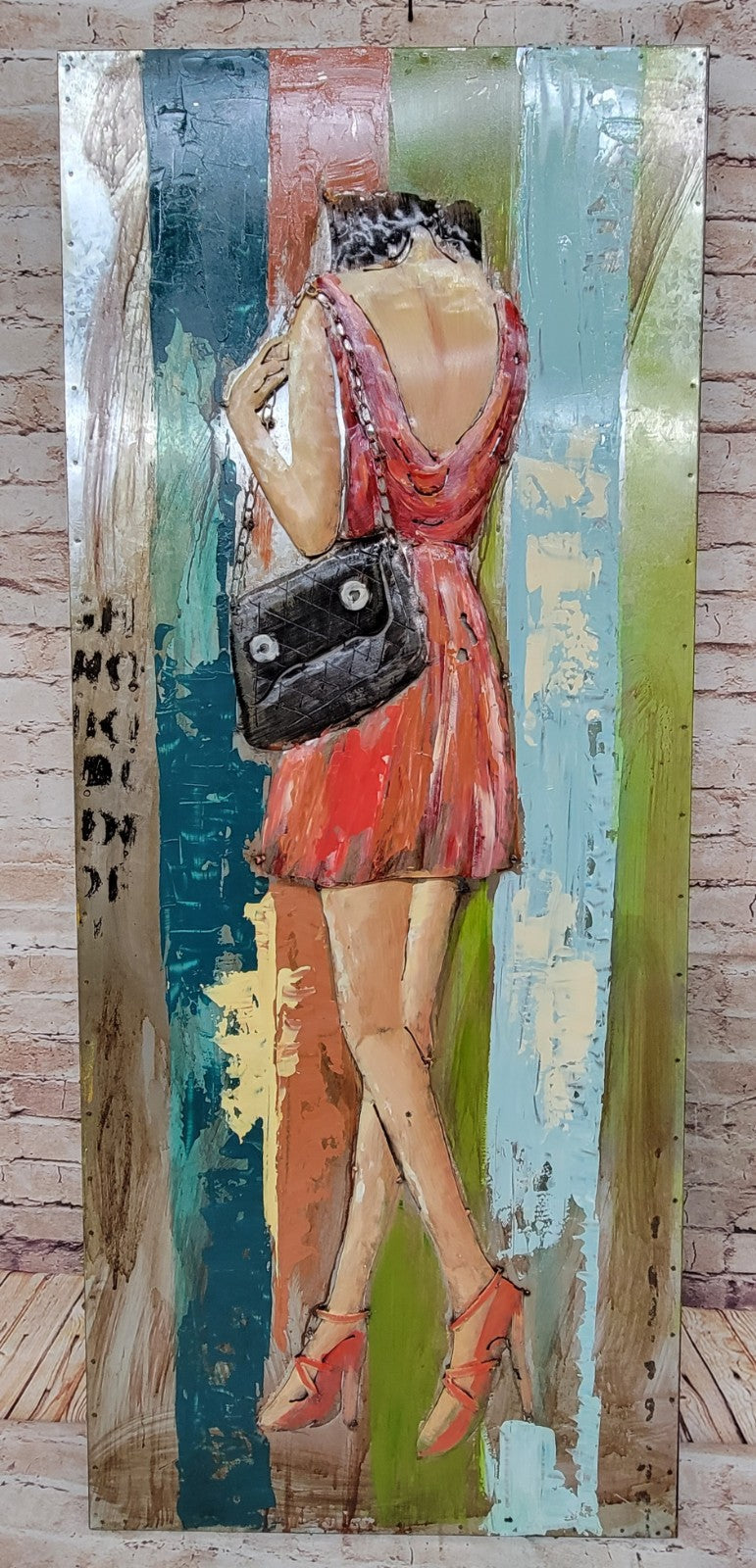 Original Fashion Painting by European Finery Figurative Art on Metal Canvas