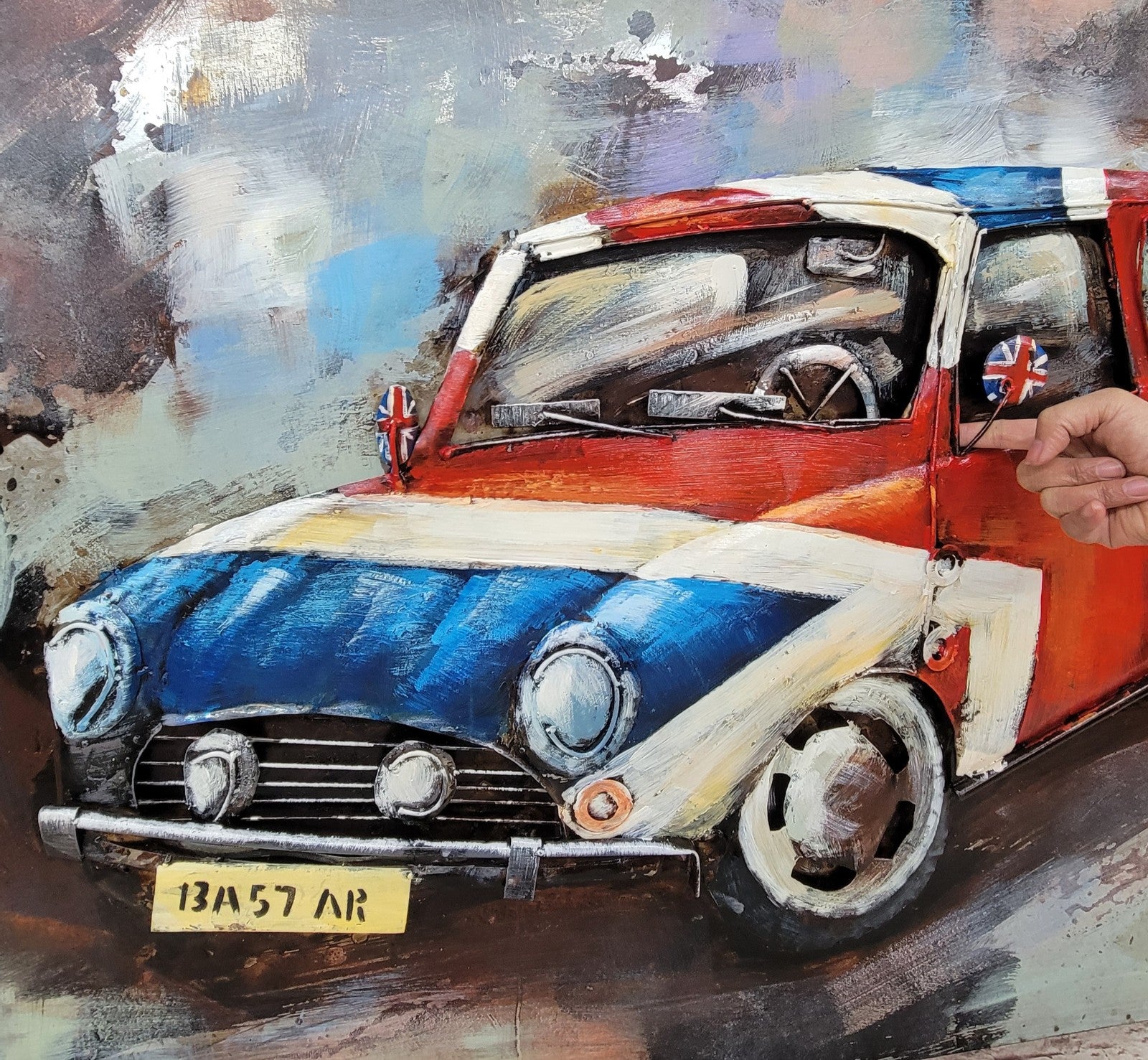 Automobile Mixed Media Iron Hand Painted Wall Décor Easy to Hang 4 Wall
