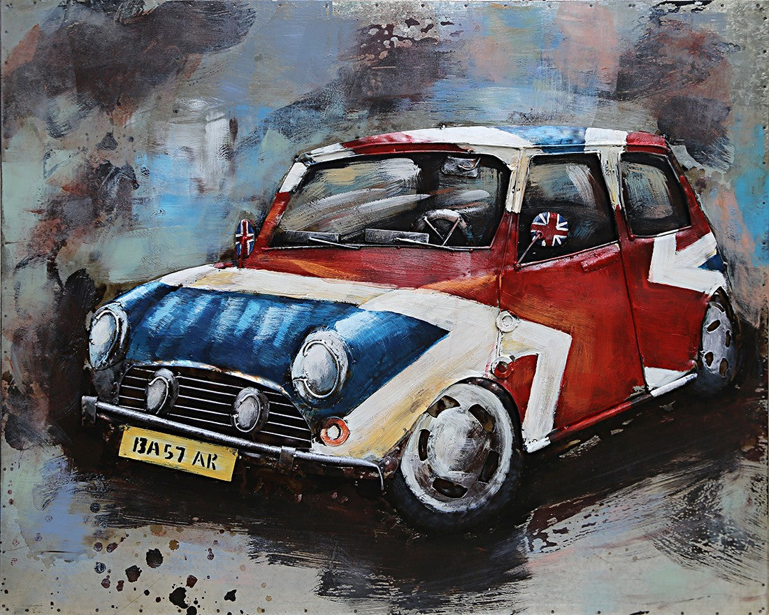 Automobile Mixed Media Iron Hand Painted Wall Décor Easy to Hang 4 Wall