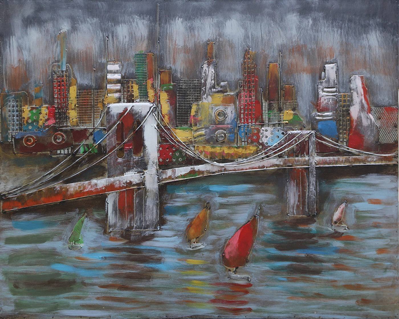 3D Mural Modern Abstract Art Oil Painting New York City Classic Artwork Gift