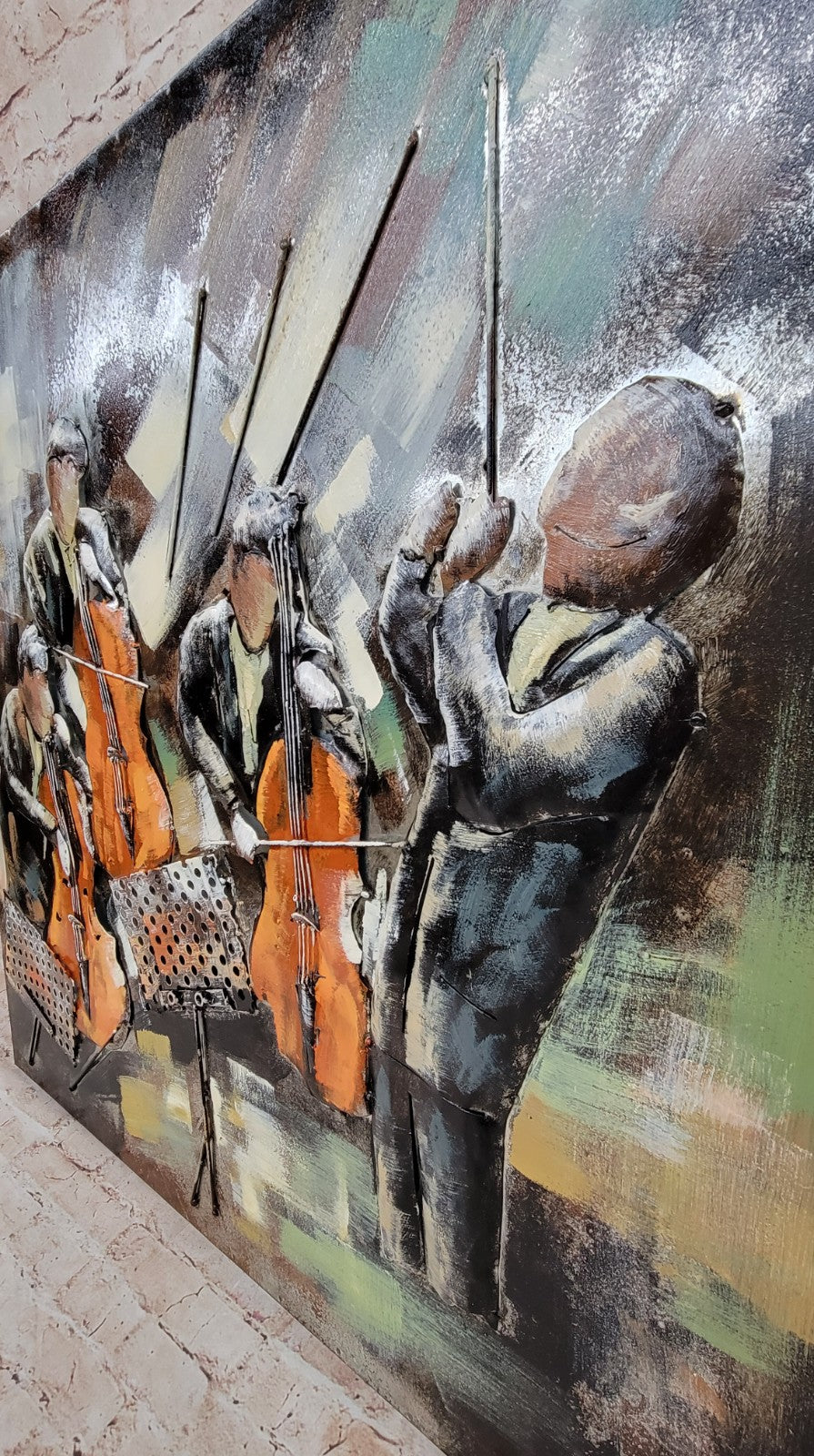 Large Musician Abstract Painting Modern Colorful Pianist Painting 3D Artwork