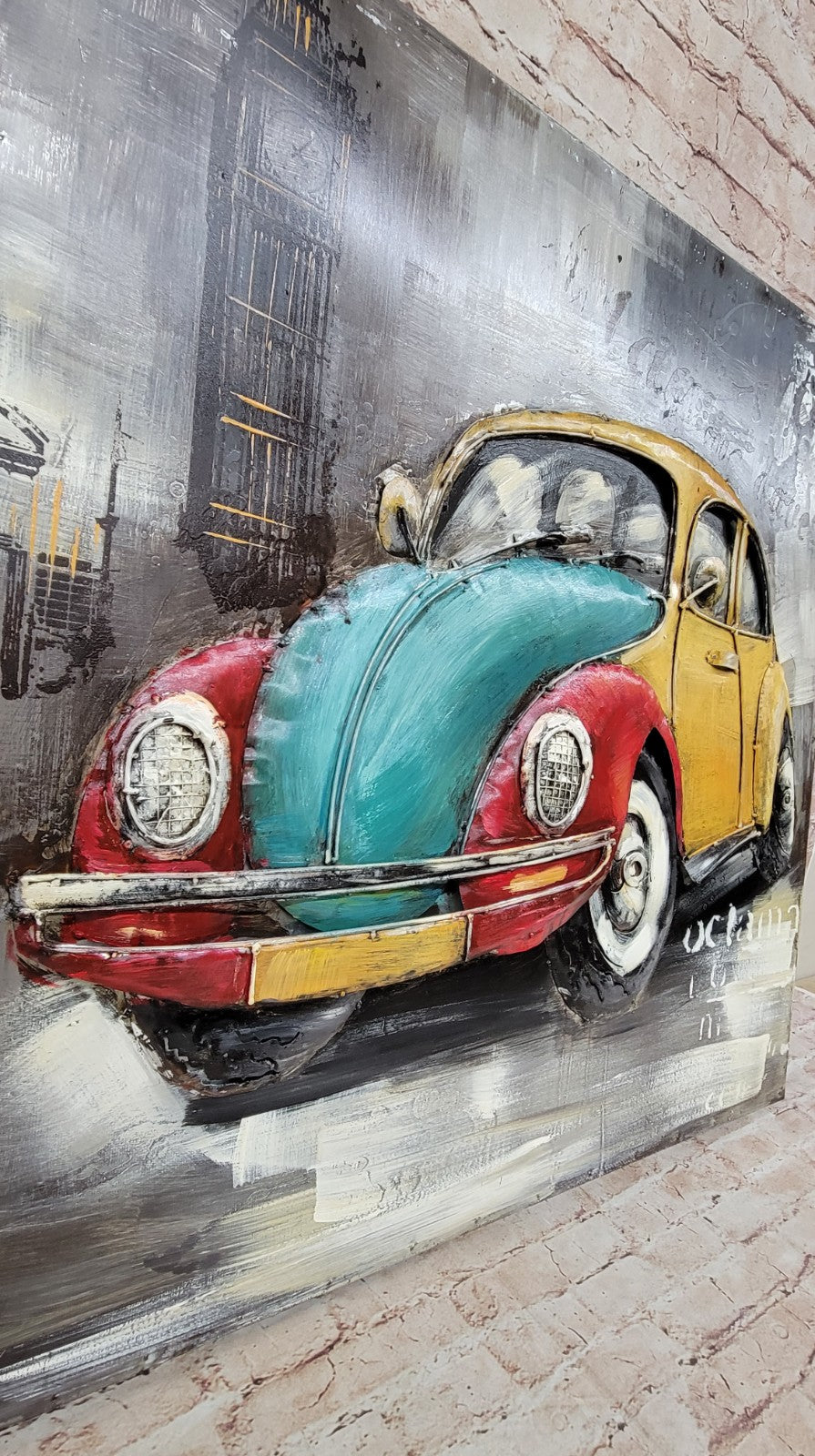 Metal 3D painting 80 X 80 CM VW Beetle Car Multi Color Artwork Figurine