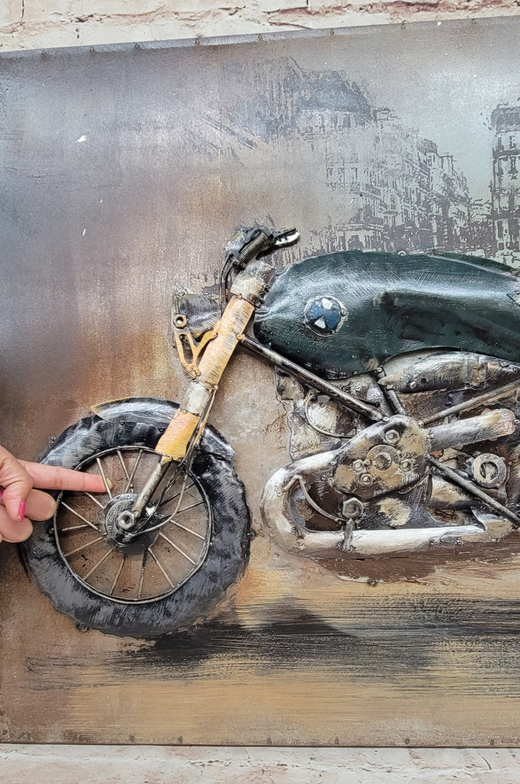 BMW MOTORCYCLE PAINTINGS FINE ART HAND MADE WALL MOUNT SCULPTURE FIGURINE