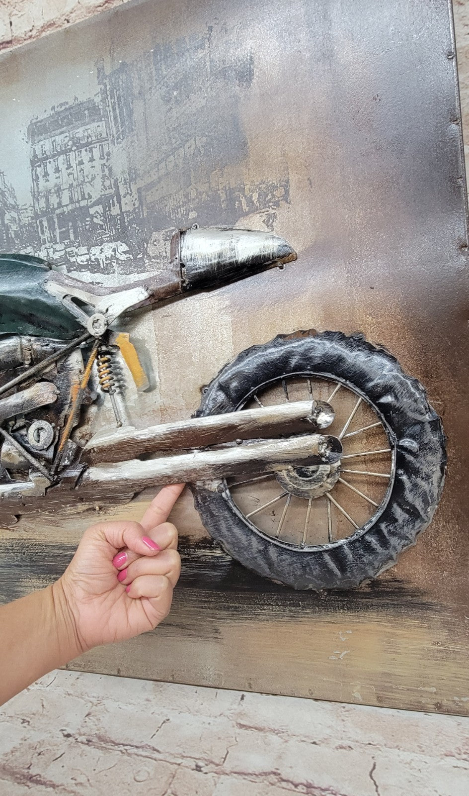 BMW MOTORCYCLE PAINTINGS FINE ART HAND MADE WALL MOUNT SCULPTURE FIGURINE