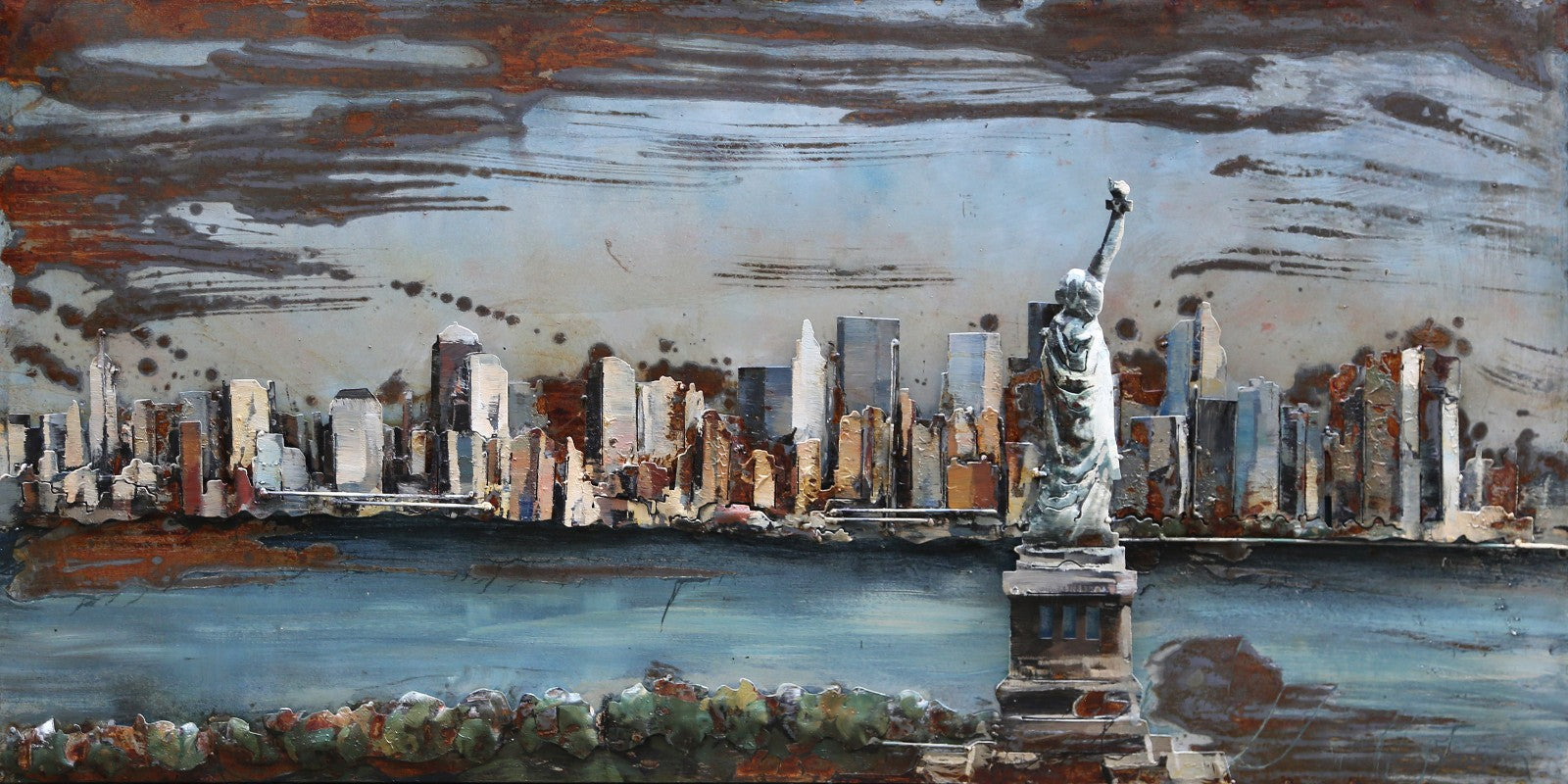 Abstract Modern Artwork Art 3D Wall Mount Painting on all Metal Canvas NEW