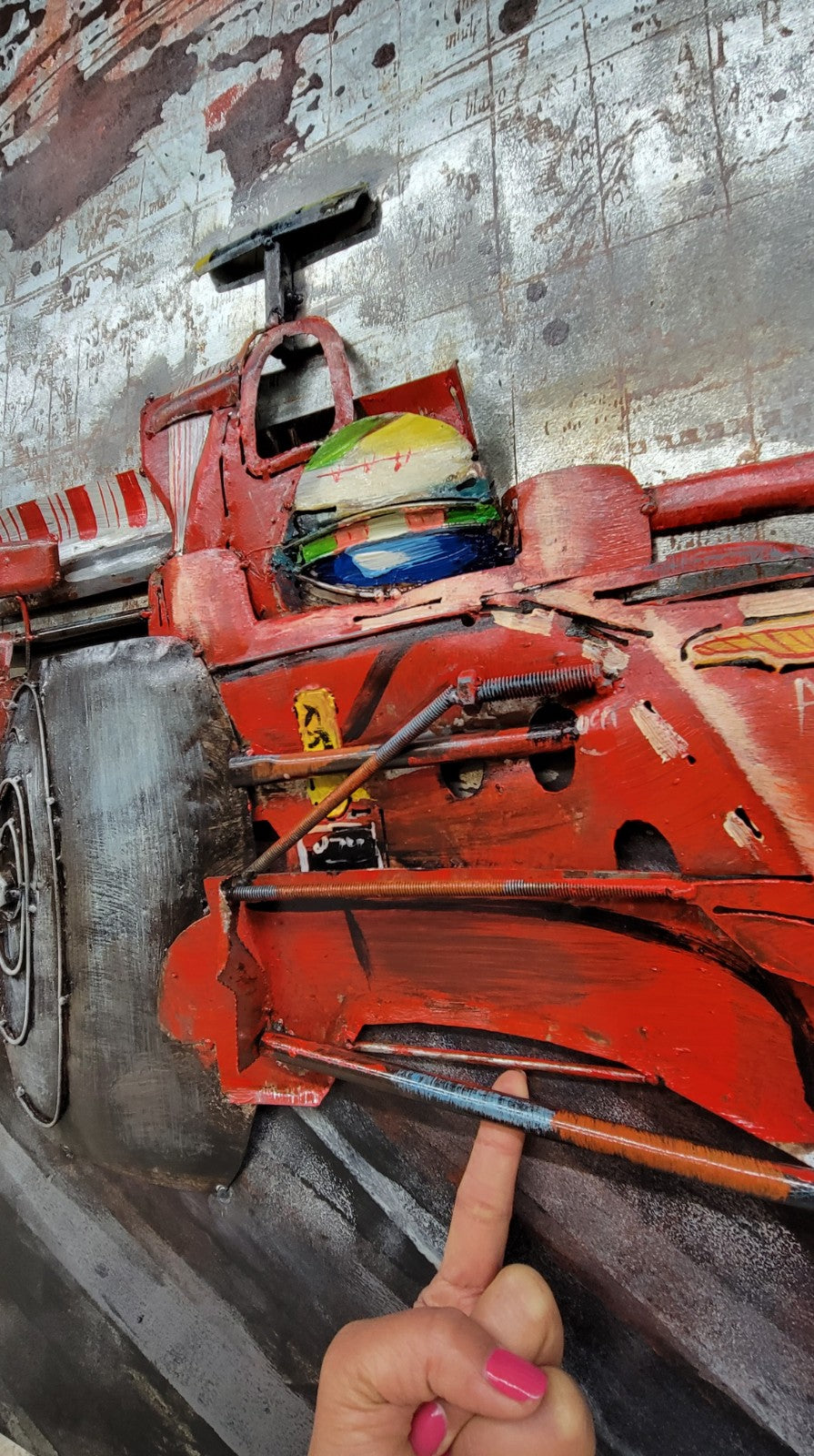 RACE CAR RACING PAINTINGS ORIGINAL 3-D ARTWORK METAL ON METAL OLI PAINTING ART