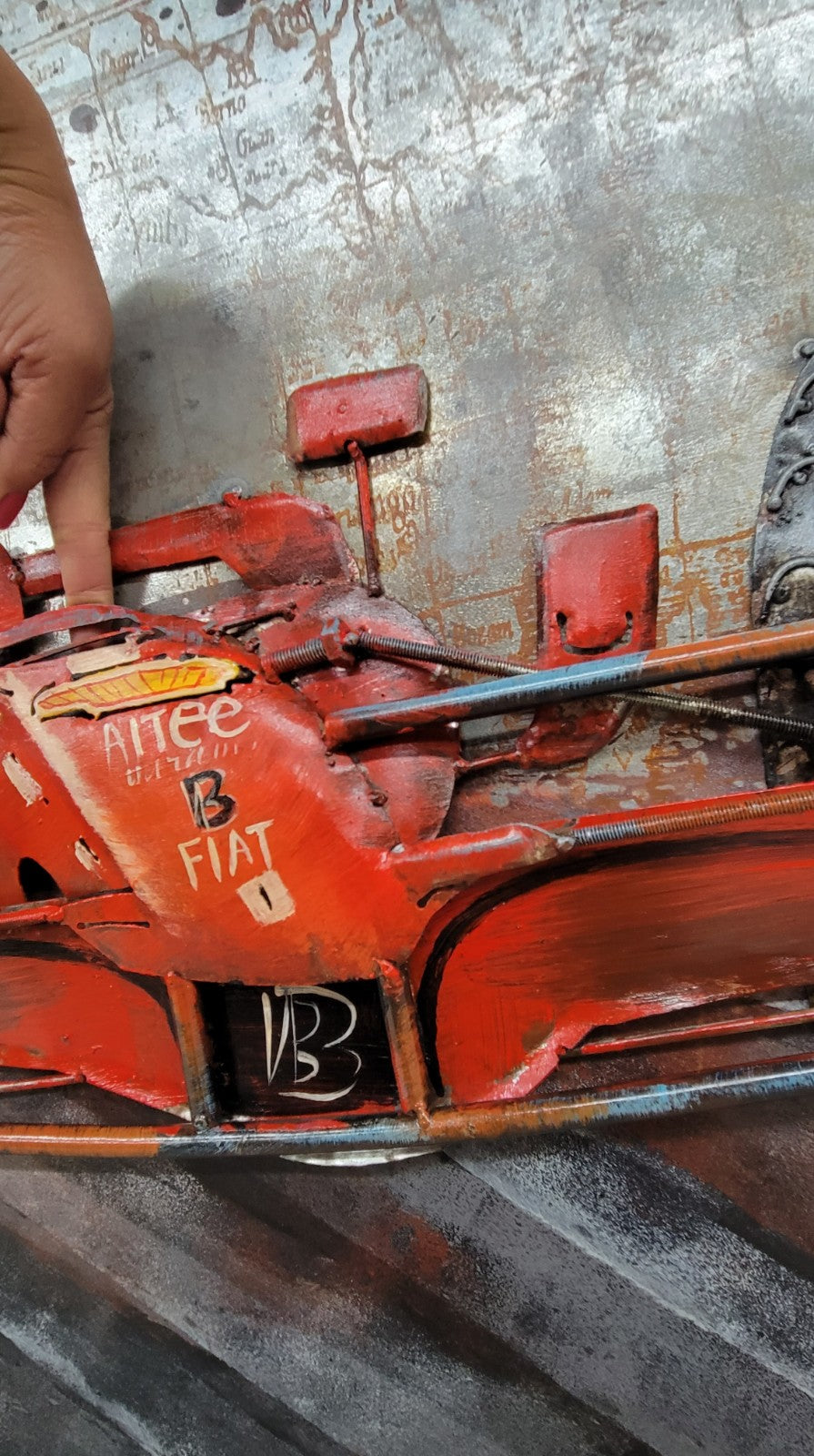 RACE CAR RACING PAINTINGS ORIGINAL 3-D ARTWORK METAL ON METAL OLI PAINTING ART