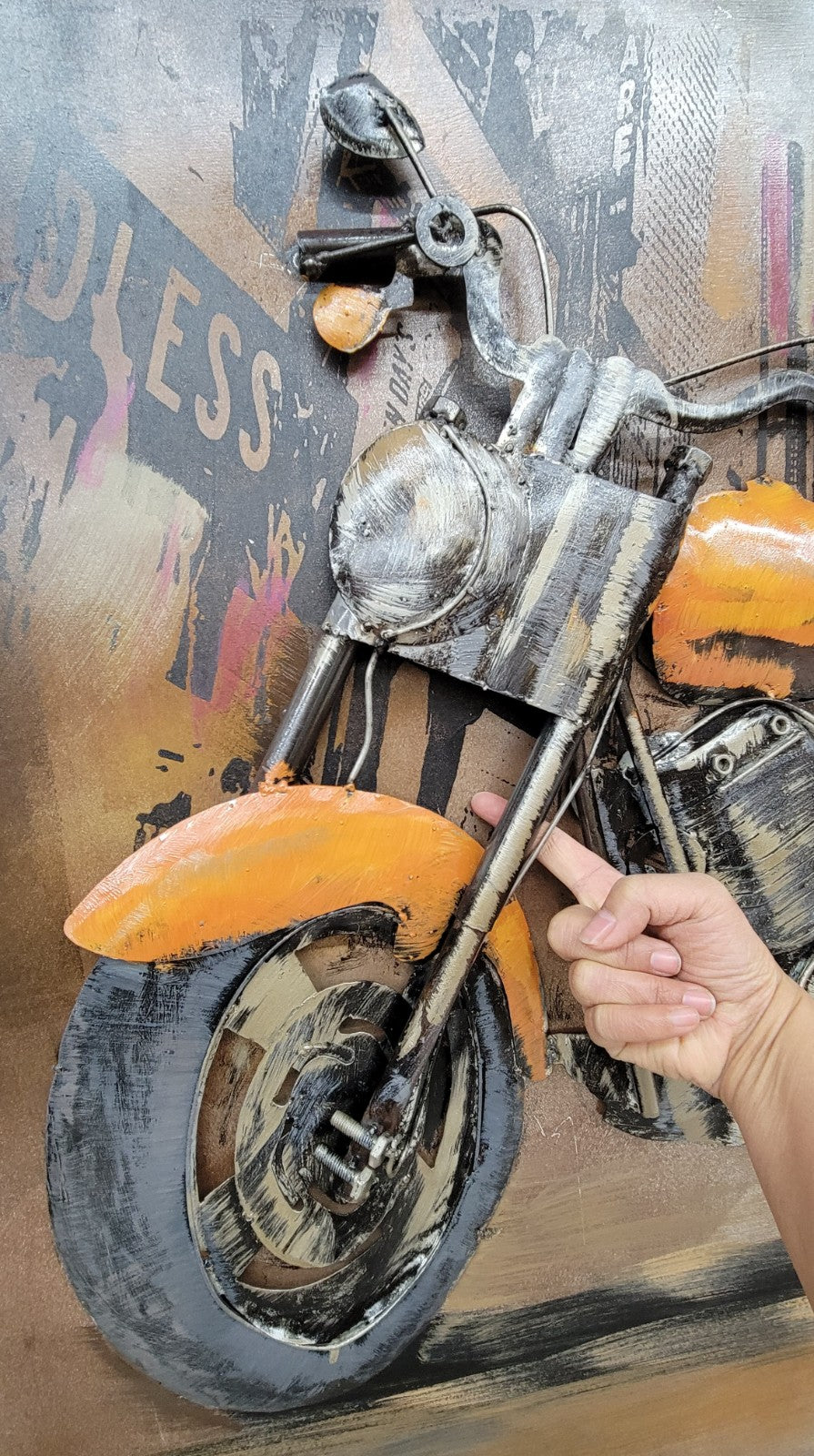 Home and garden decor custom Artwork painting 3d metal motorcycle wall Sculpture