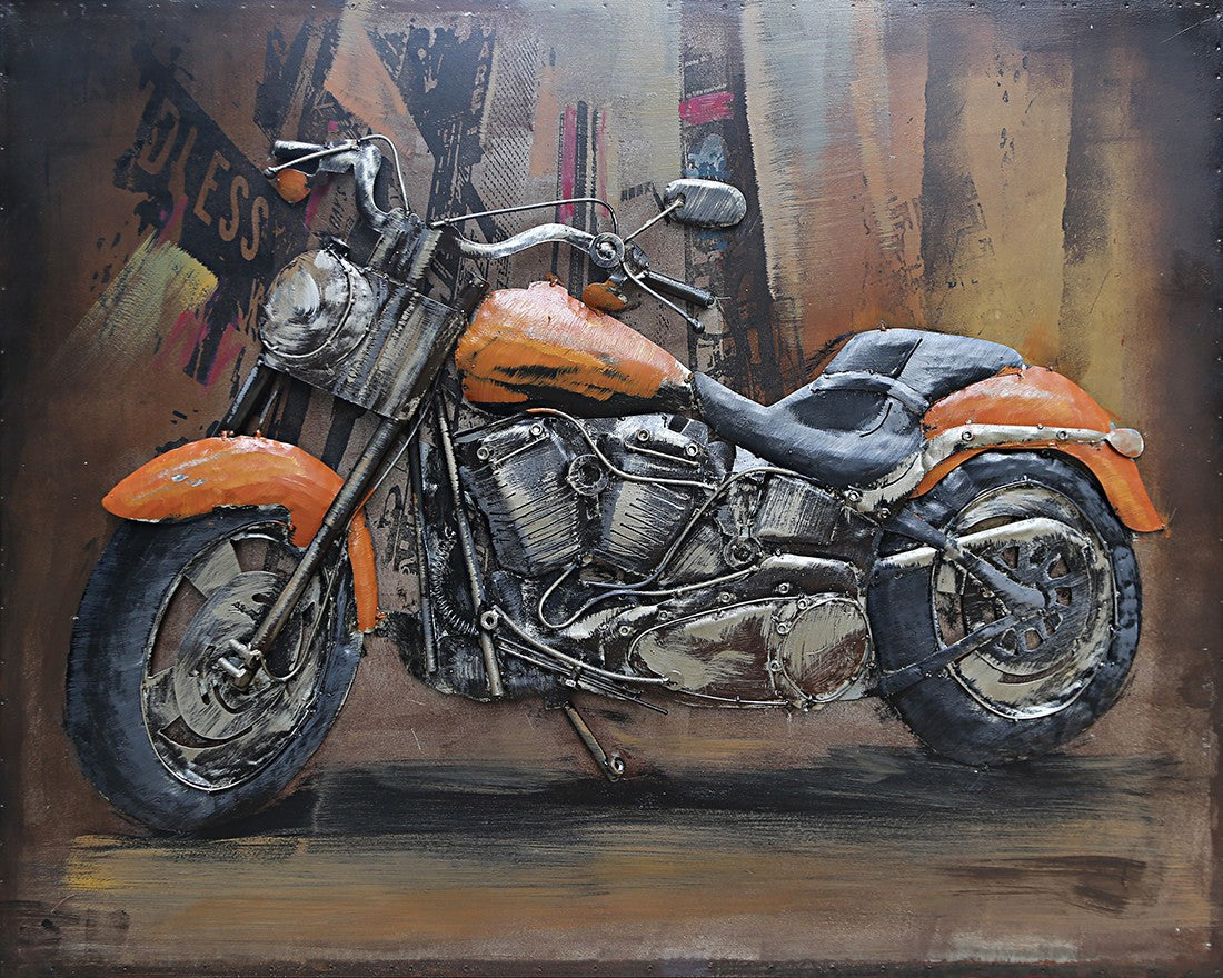 Home and garden decor custom Artwork painting 3d metal motorcycle wall Sculpture
