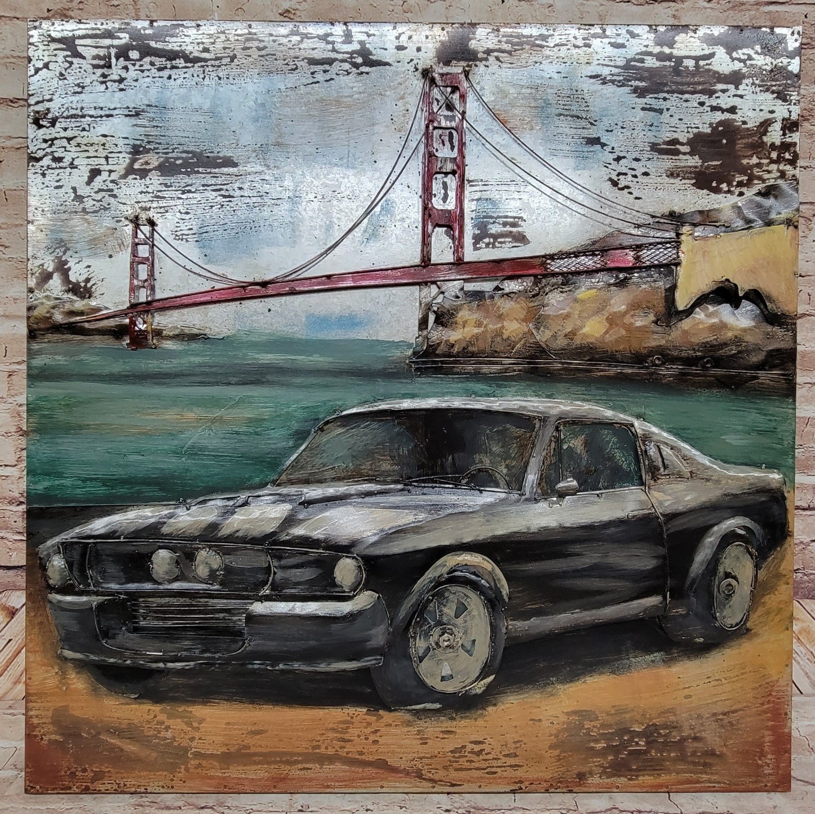 Vintage Classic Hot Rod Drag Race 3 Dimensional Wall Painting Art Large