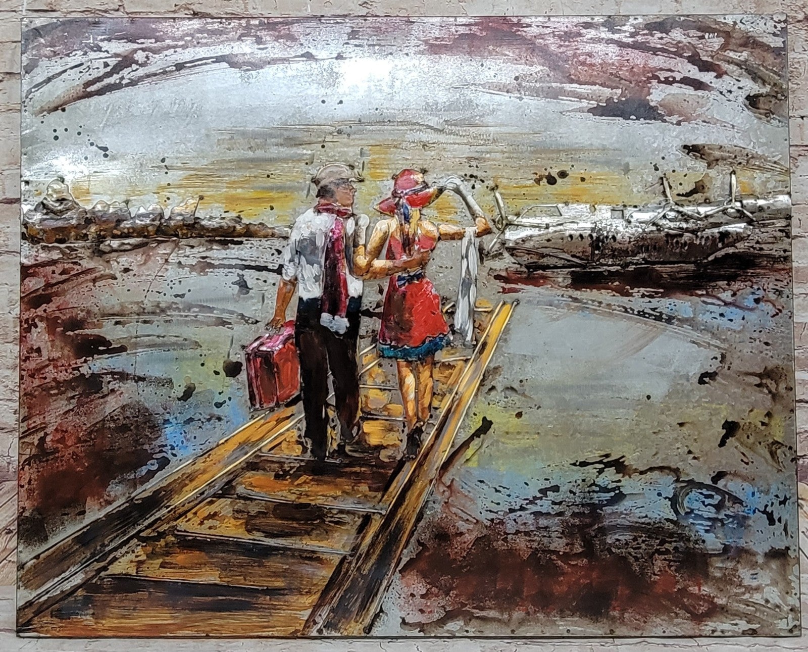 Hugging Couple Painting Romantic Wall Art Original Painting Love Couple Art